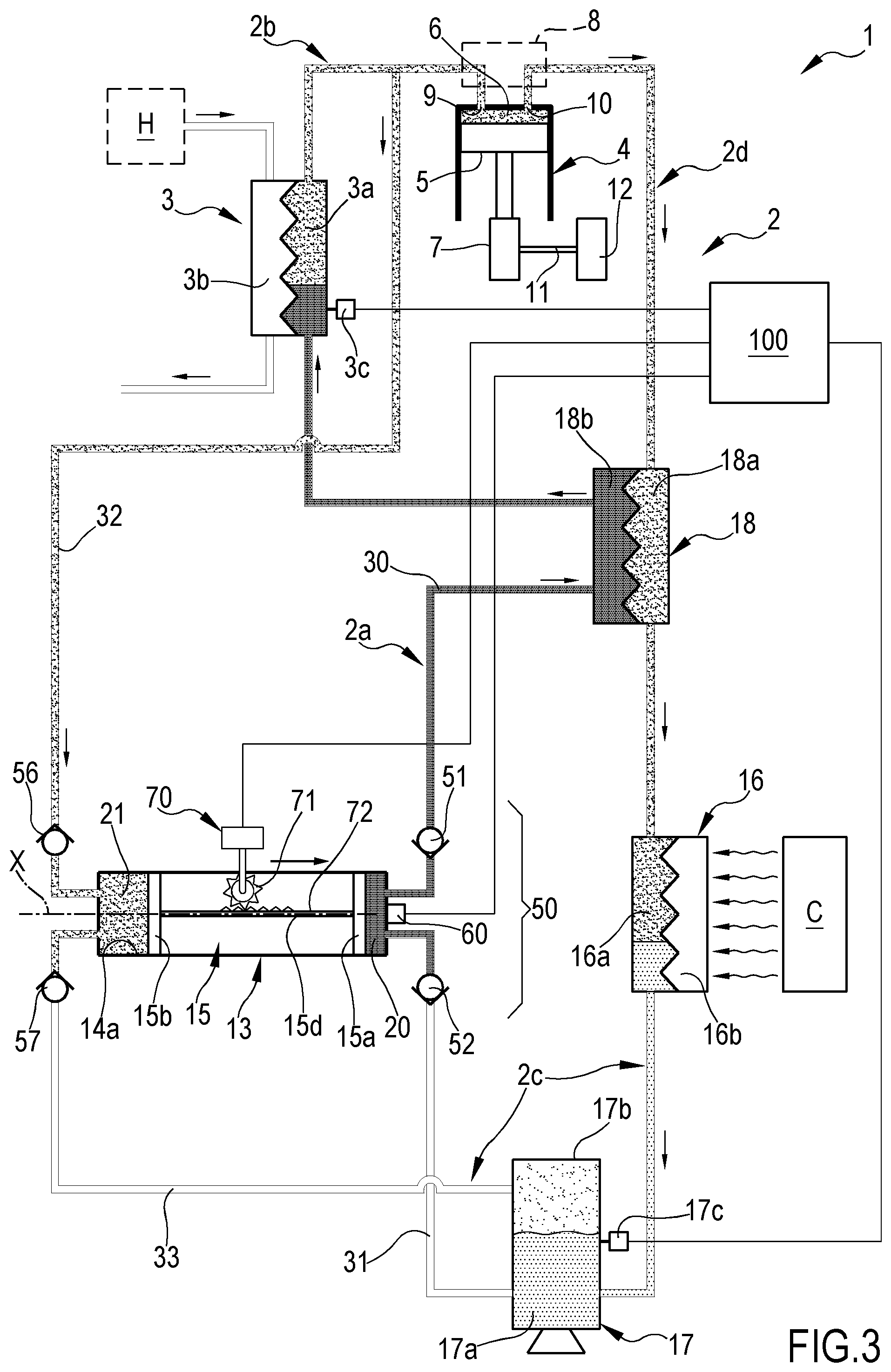 Patent US12312980 Figure 3 – Plant and process of converting thermal energy into mechanical and/or electrical energy