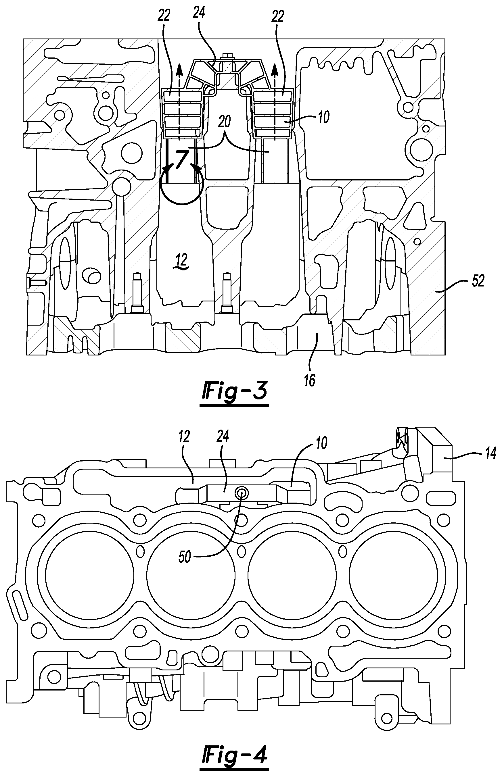 Patent US12312984 Figure 2 – Cylinder block baffle for separating oil from crankcase gasses