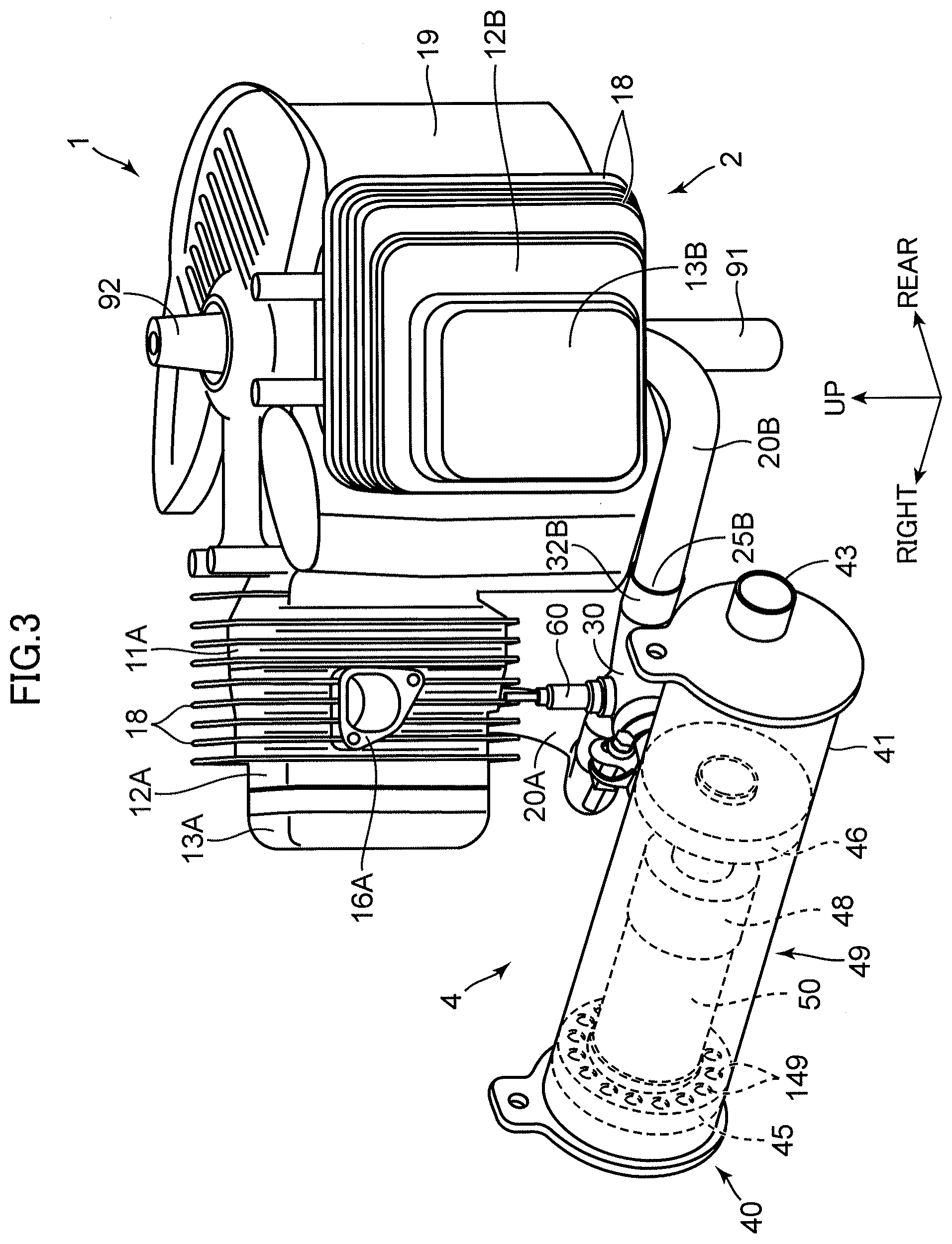 Patent US12312985 Figure 3 – Engine and exhaust system