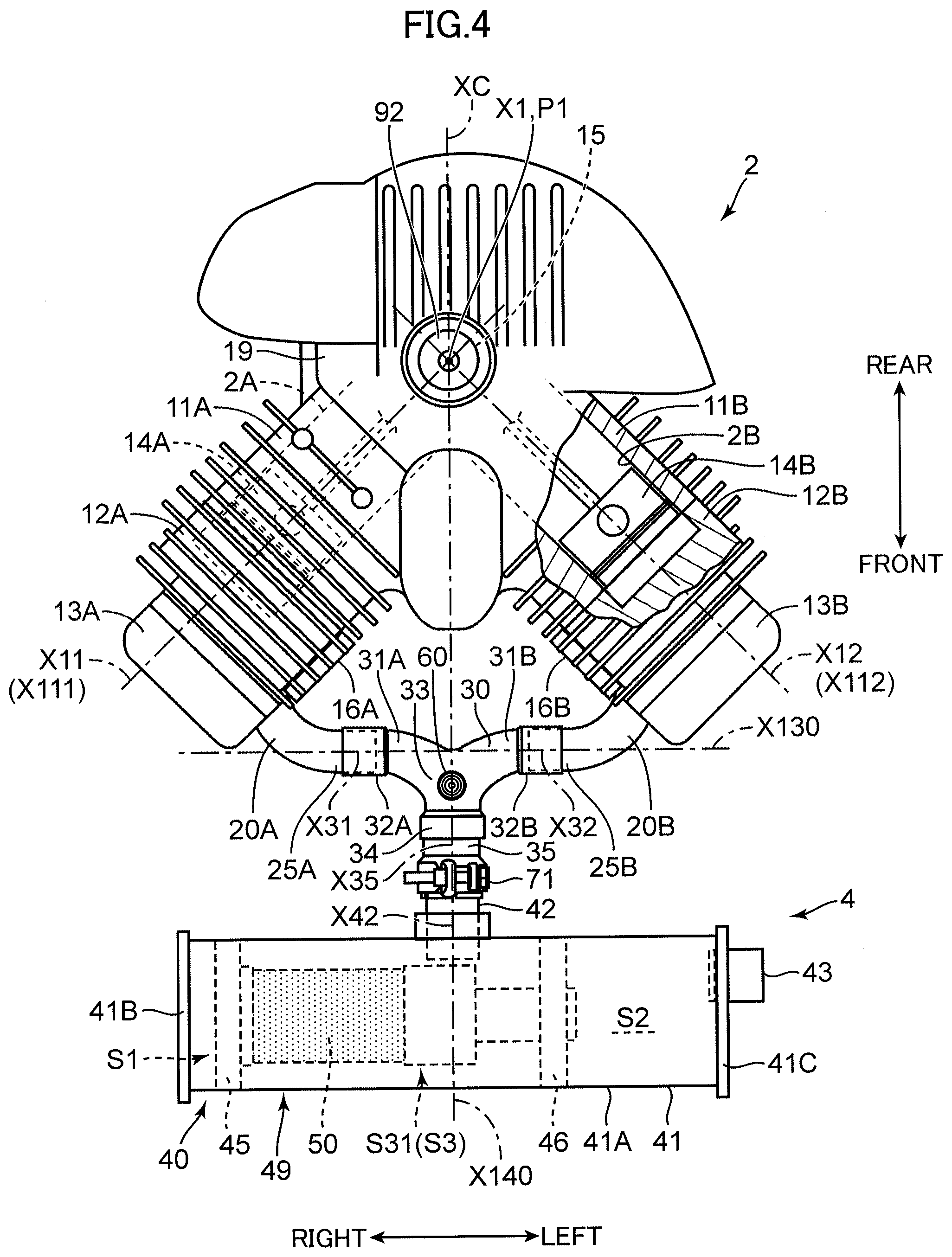Patent US12312985 Figure 4 – Engine and exhaust system