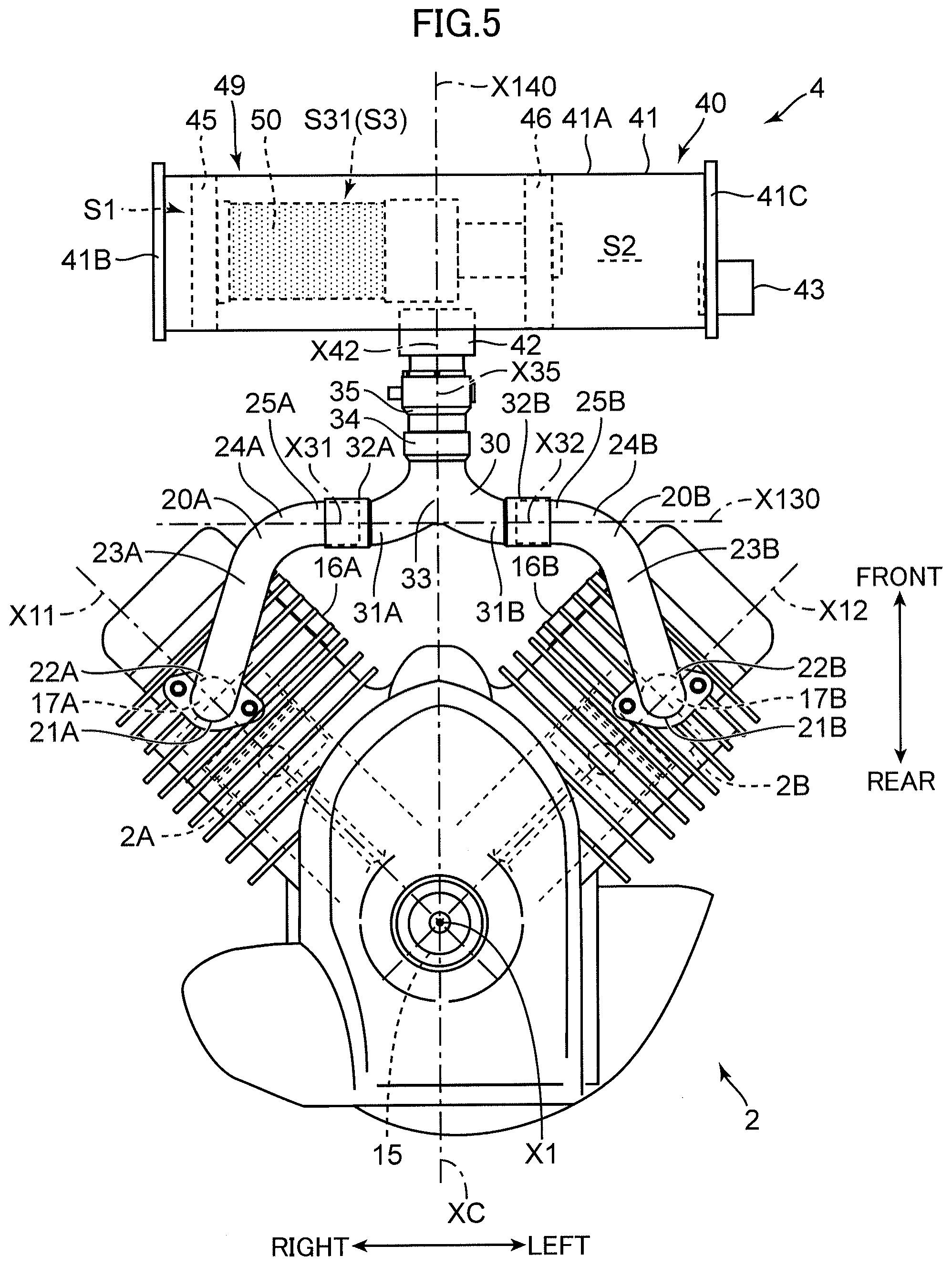 Patent US12312985 Figure 5 – Engine and exhaust system