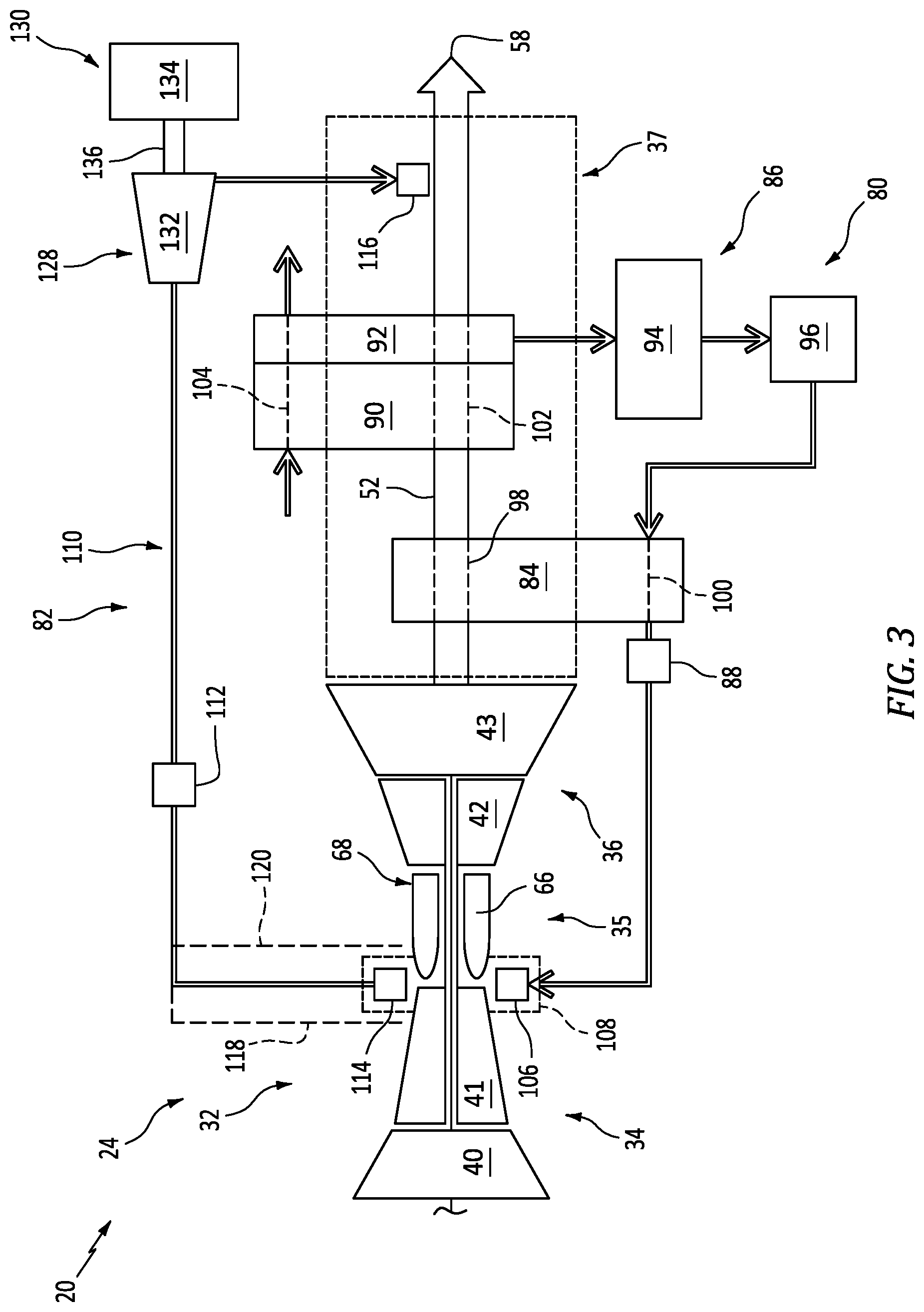 Patent US12312996 Figure 3 – Aircraft powerplant with steam system and bypass