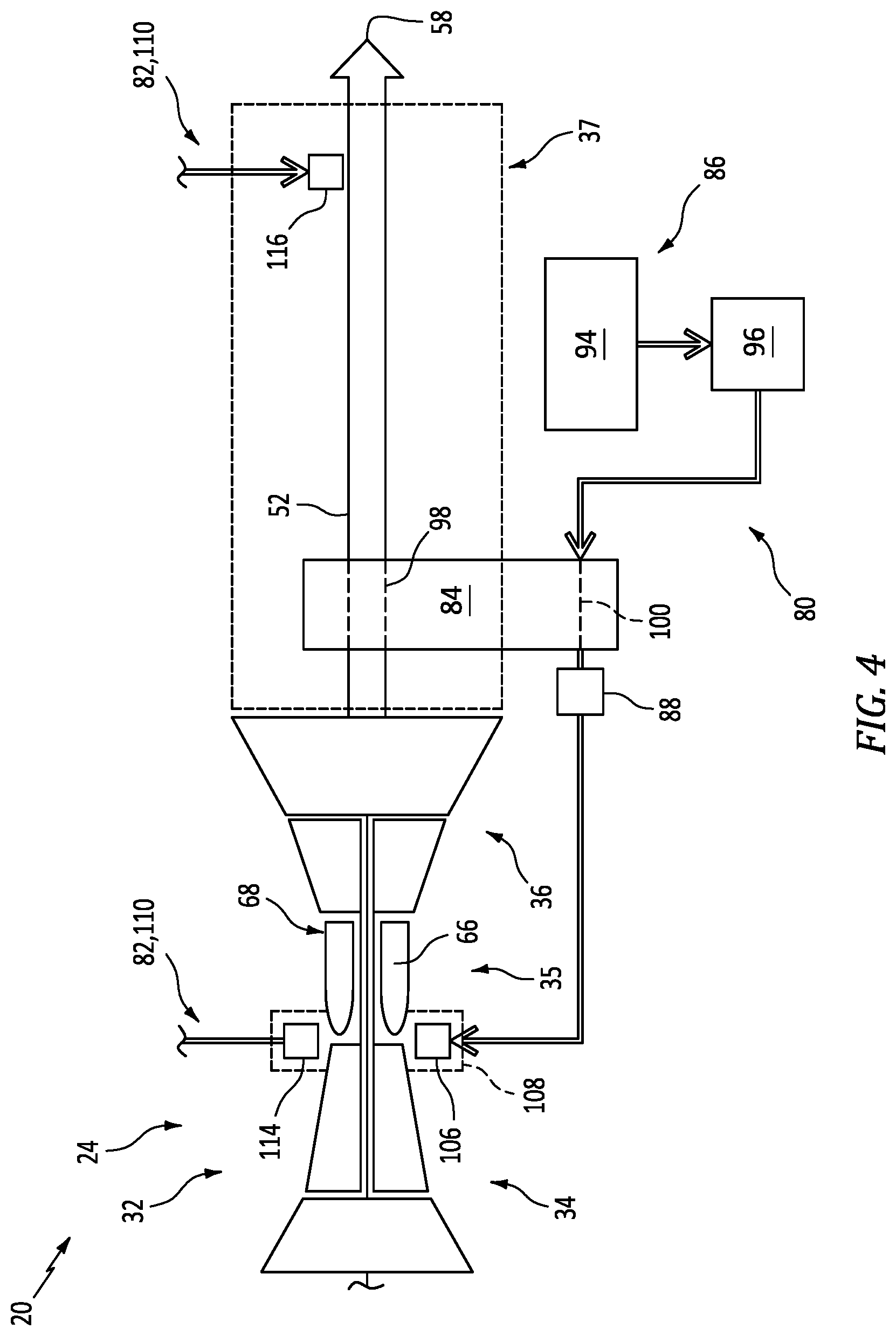 Patent US12312996 Figure 4 – Aircraft powerplant with steam system and bypass