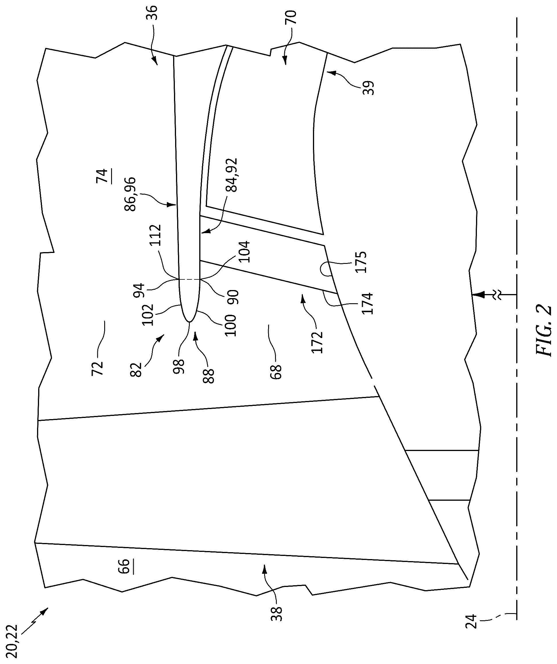 Patent US12312998 Figure 2 – Actuatable airflow splitter for an aircraft powerplant