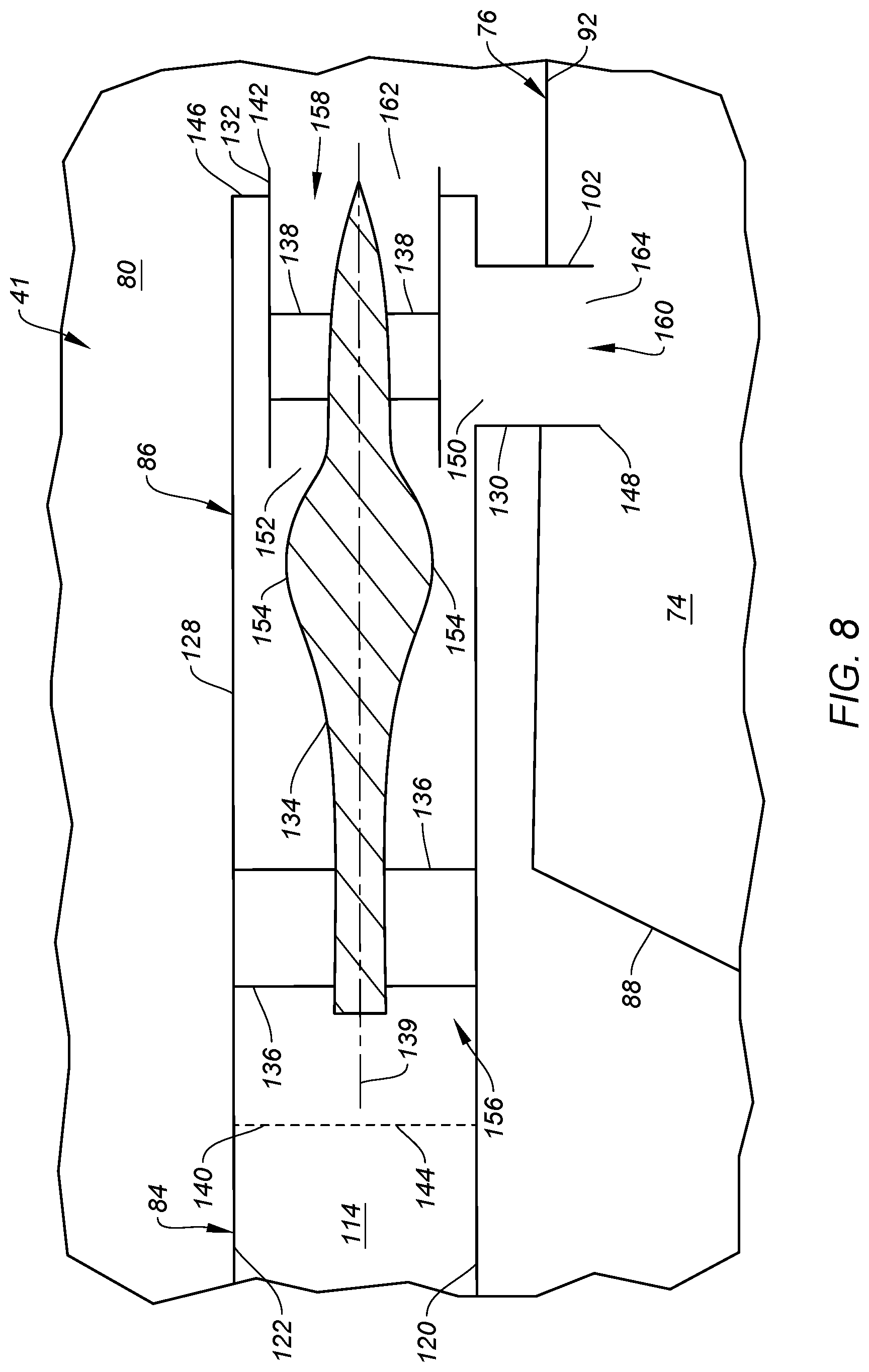 Patent US12312999 Figure 8 – Separating airflows within a turbine engine
