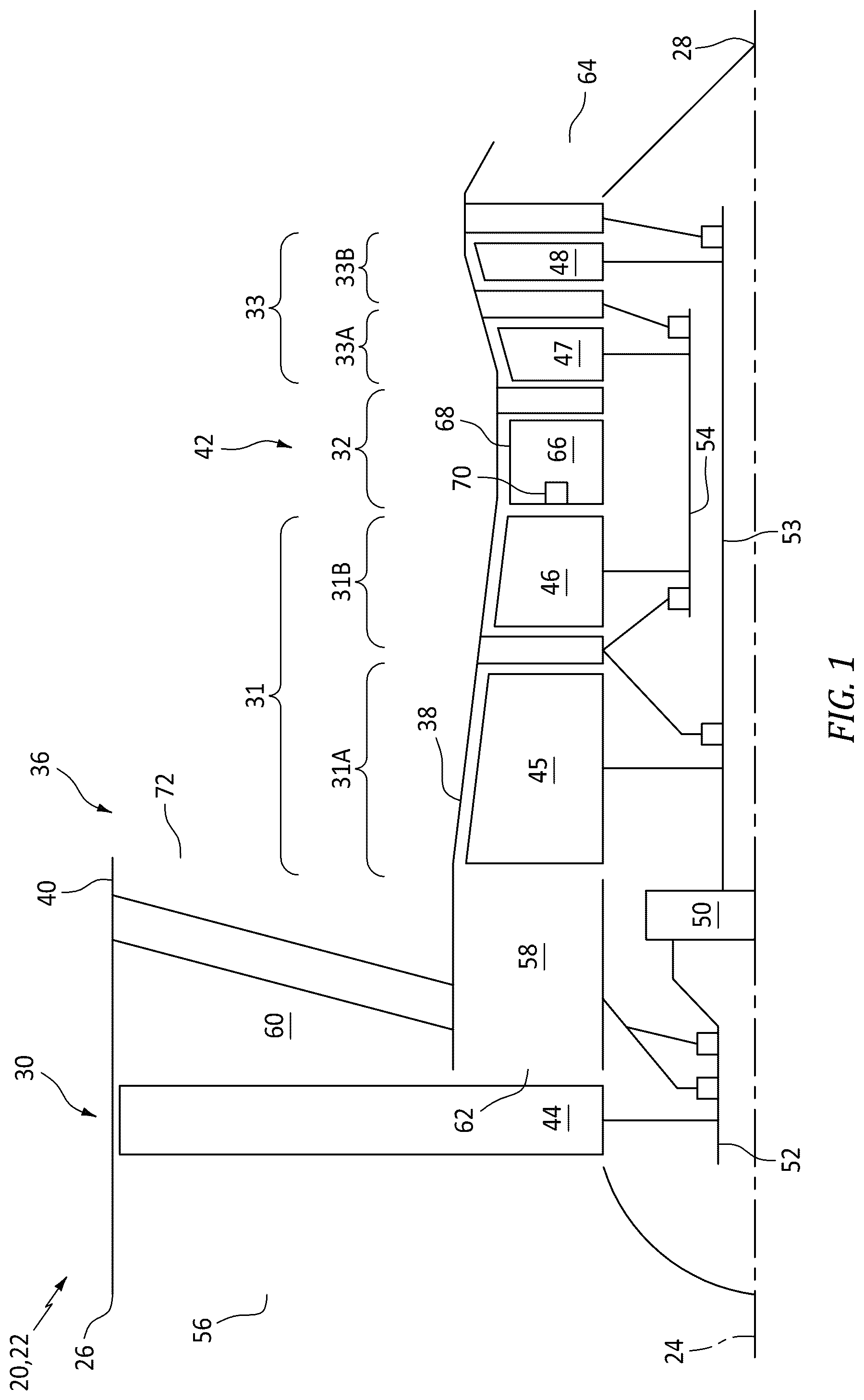 Patent US12313000 Figure 1 – Separating airflows within a turbine engine