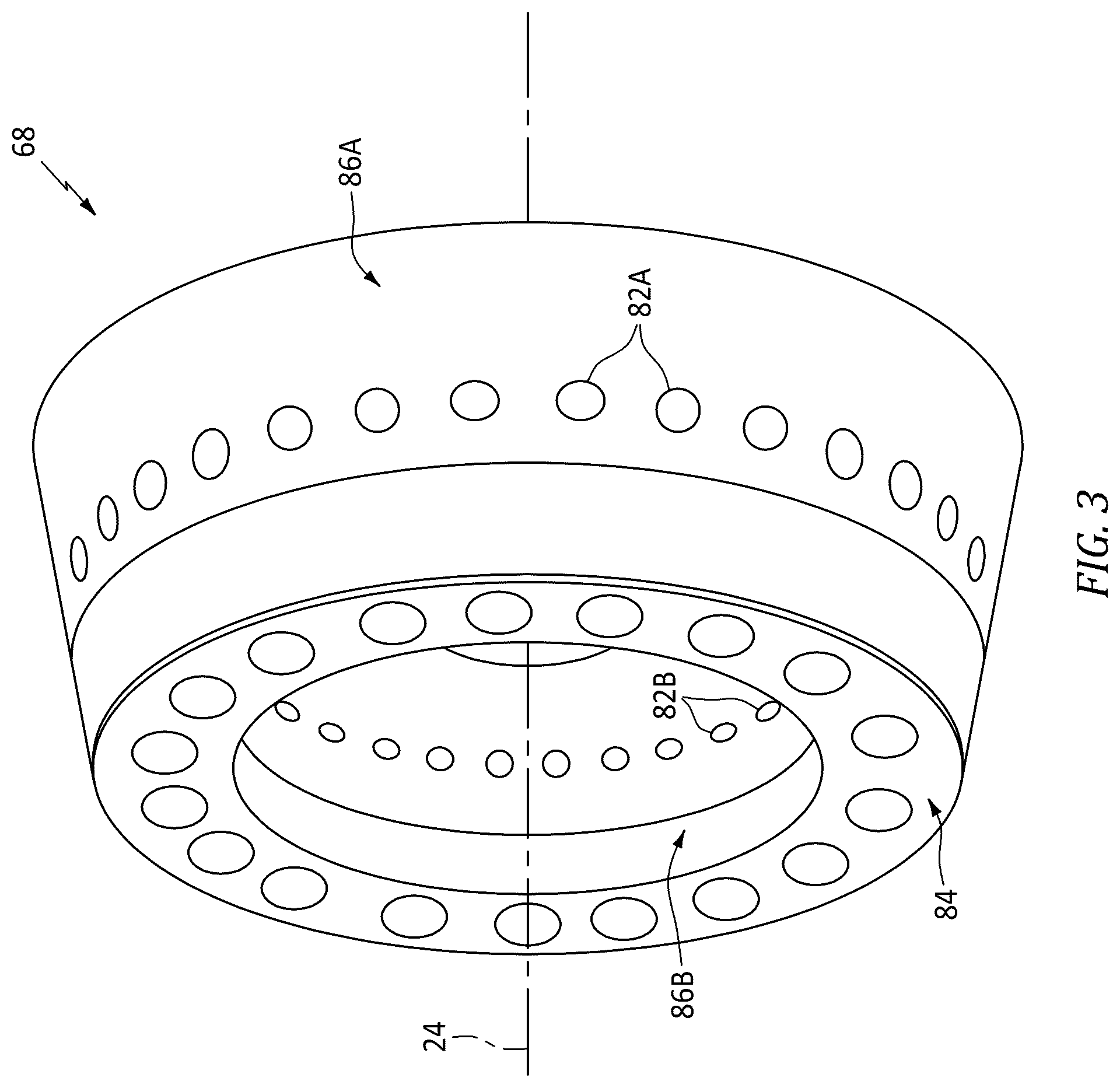 Patent US12313000 Figure 3 – Separating airflows within a turbine engine