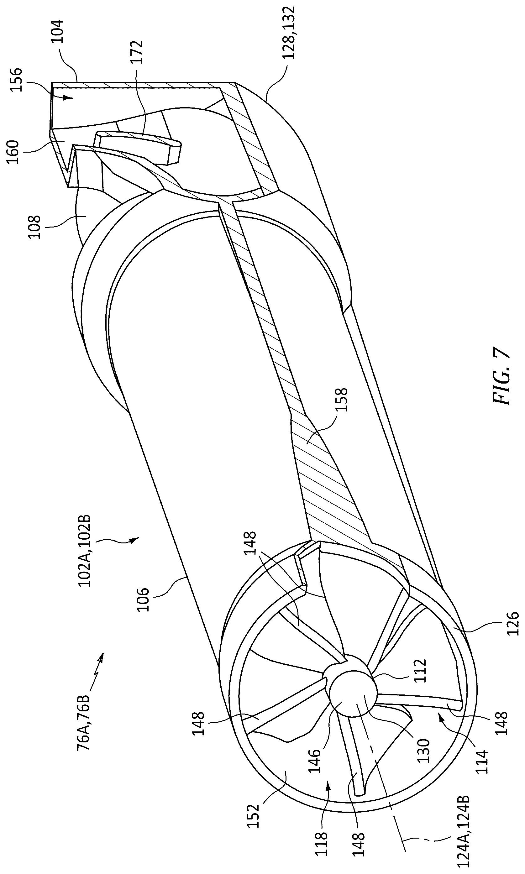 Patent US12313000 Figure 7 – Separating airflows within a turbine engine