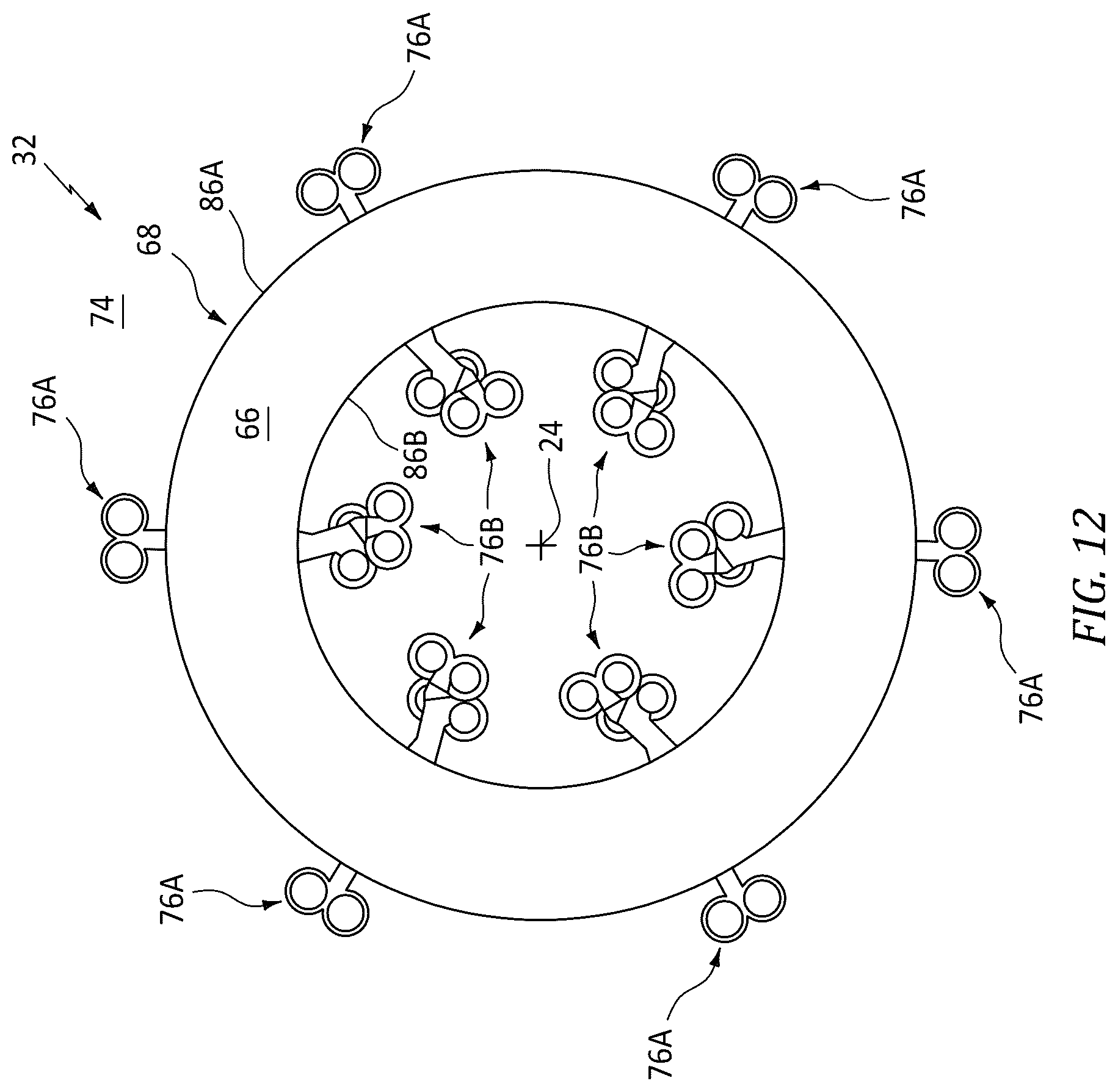 Patent US12313000 Figure 12 – Separating airflows within a turbine engine