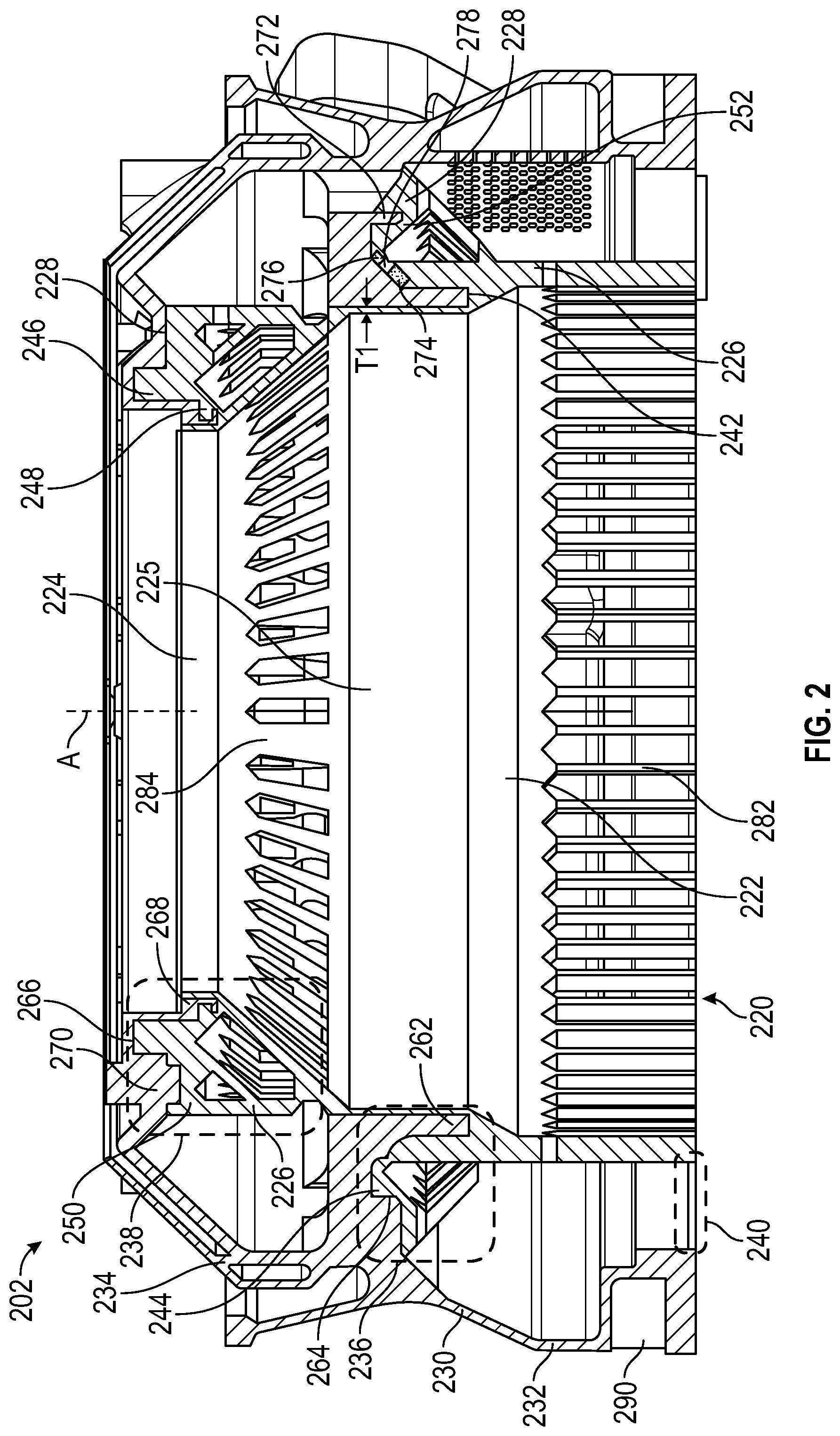 Patent US12313001 Figure 2 – Support structure for bearing compartment
