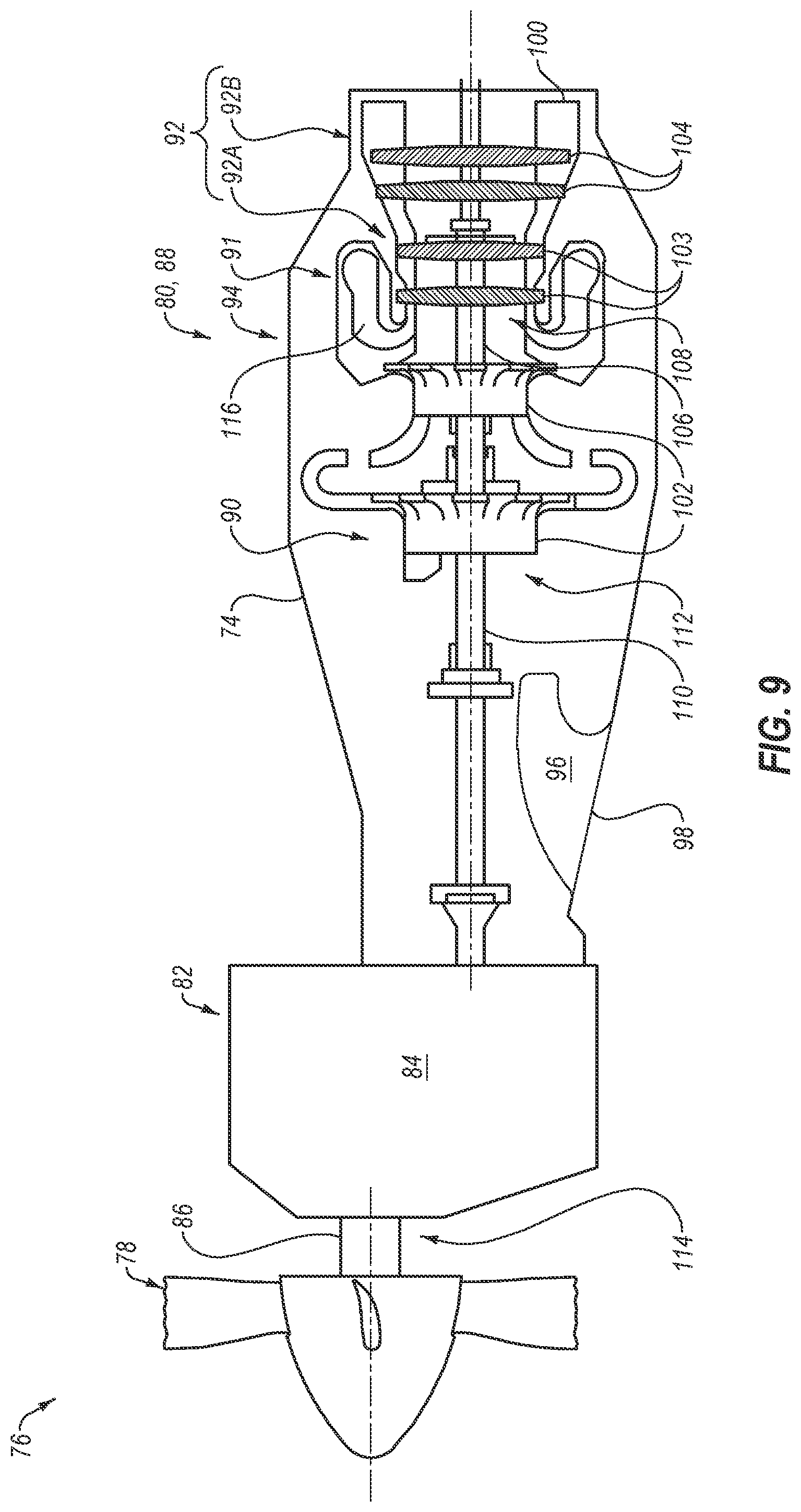 Patent US12313007 Figure 7 – Aircraft powerplant rotating assembly with sacrificial anode(s)