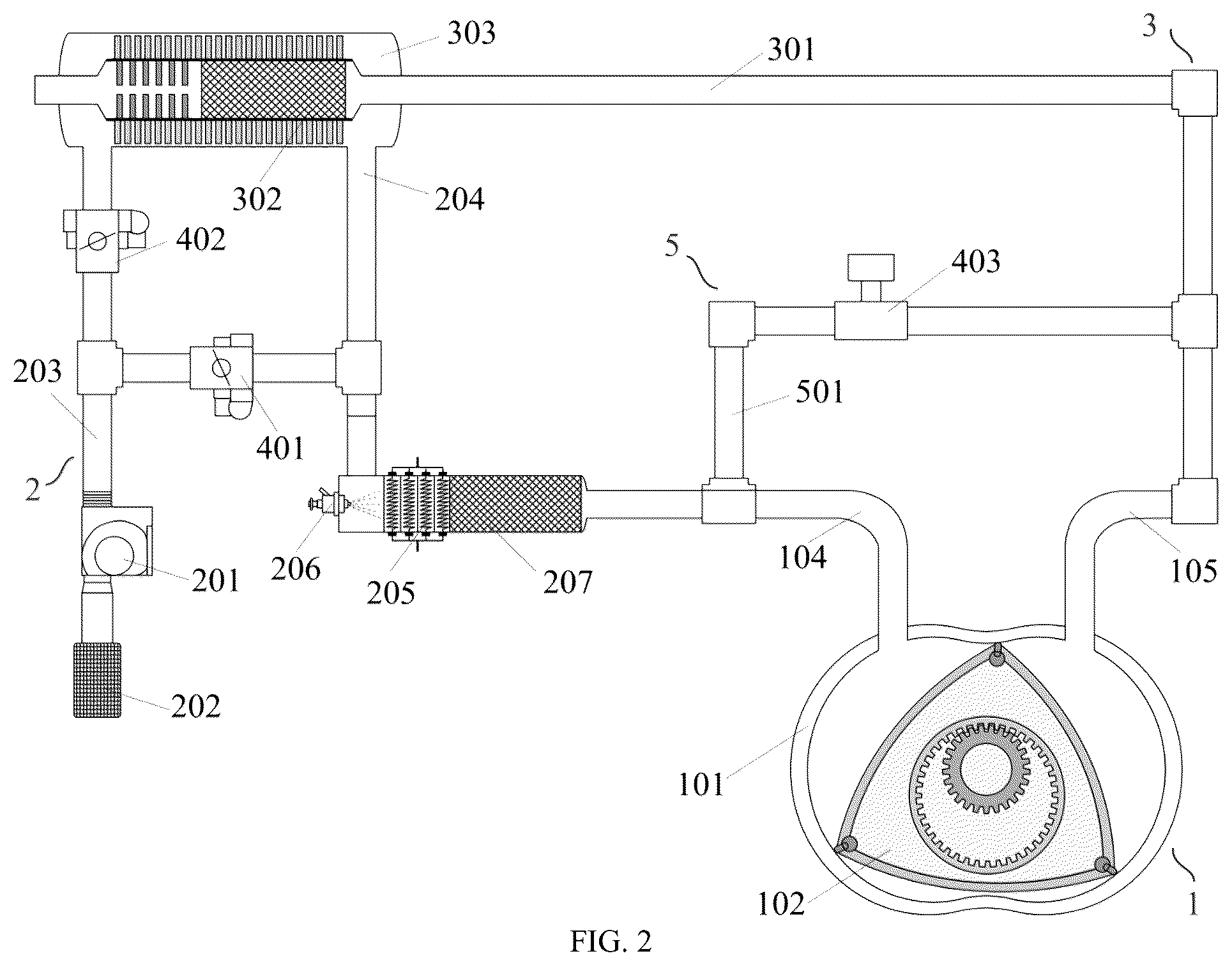 Patent US12313015 Figure 2 – Internal combustion engine with external circulation system and working method thereof