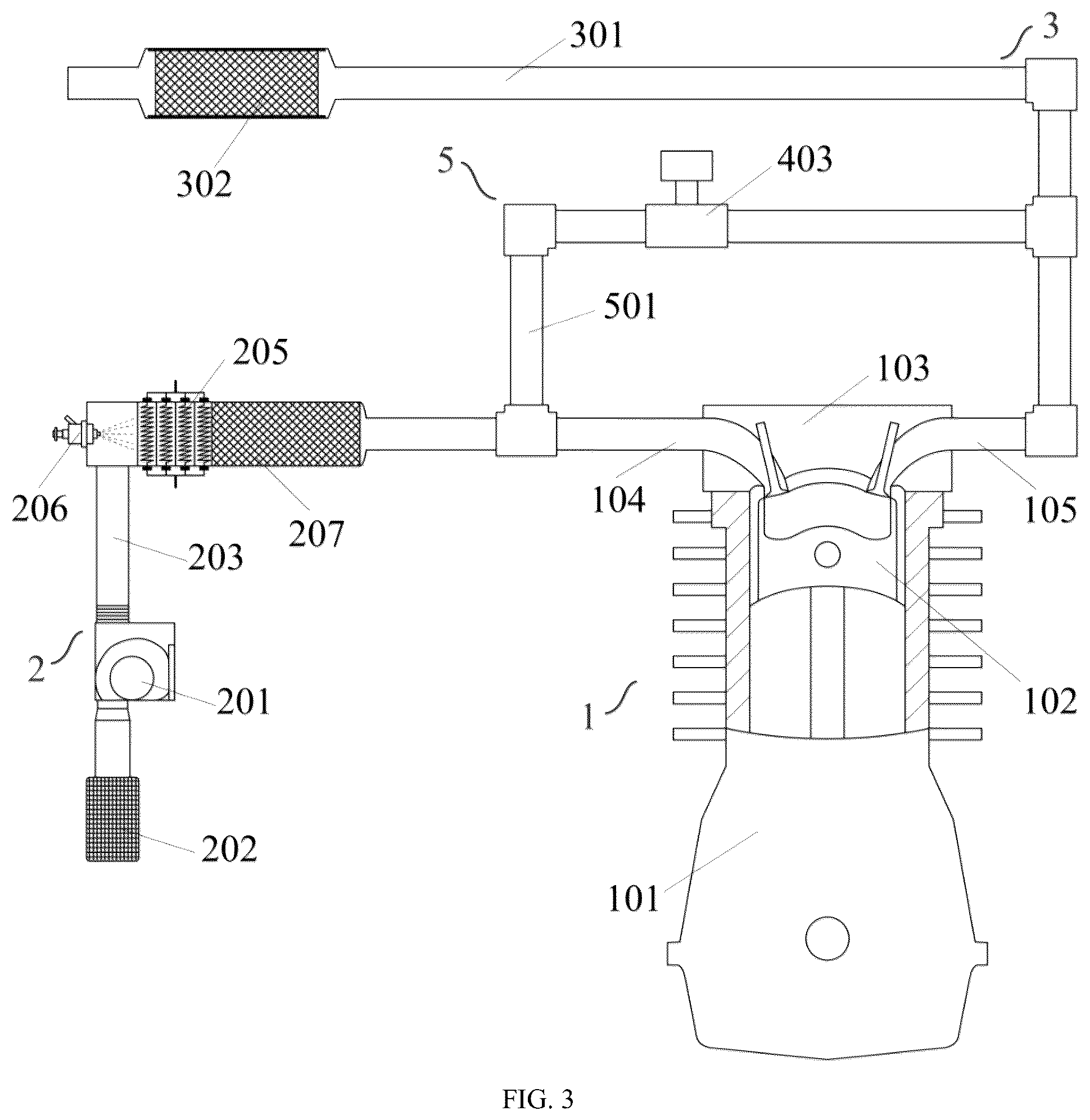 Patent US12313015 Figure 3 – Internal combustion engine with external circulation system and working method thereof