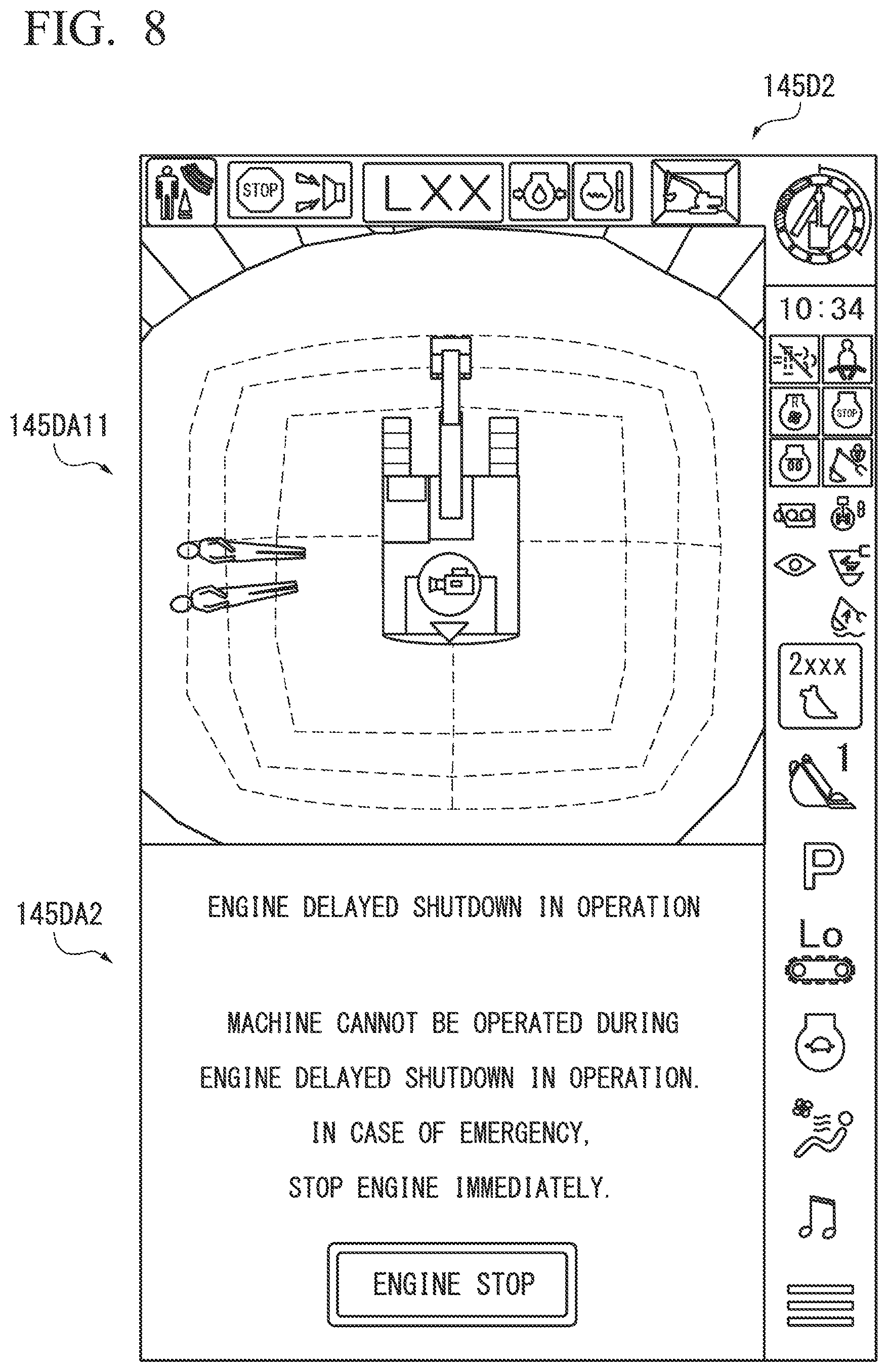 Patent US12313016 Figure 7 – Stop system for engine of work machine, and stop method for engine of work machine