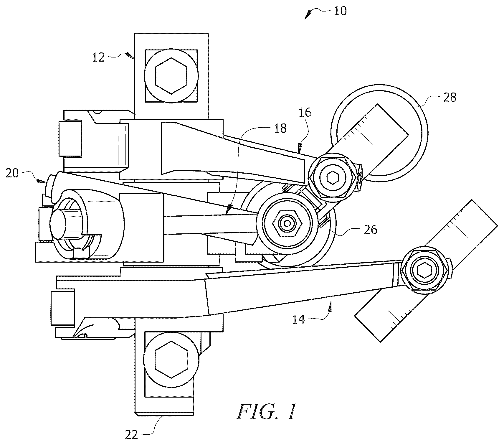 Patent US12313019 Figure 1 – Valve bridge stabilizer for engine braking