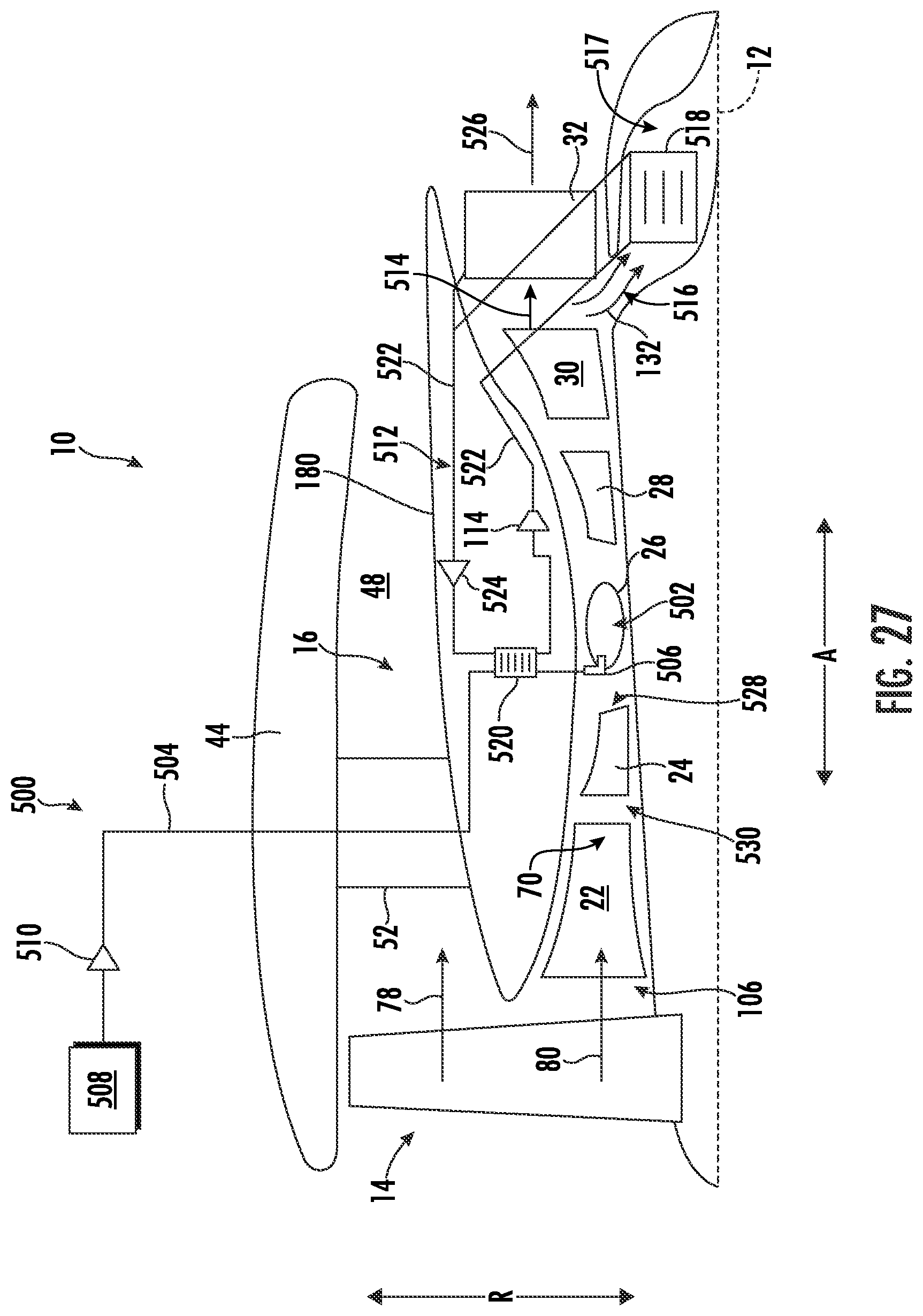 Patent US12313022 Figure 17 – Gas turbine engine having a heat exchanger located in an annular duct