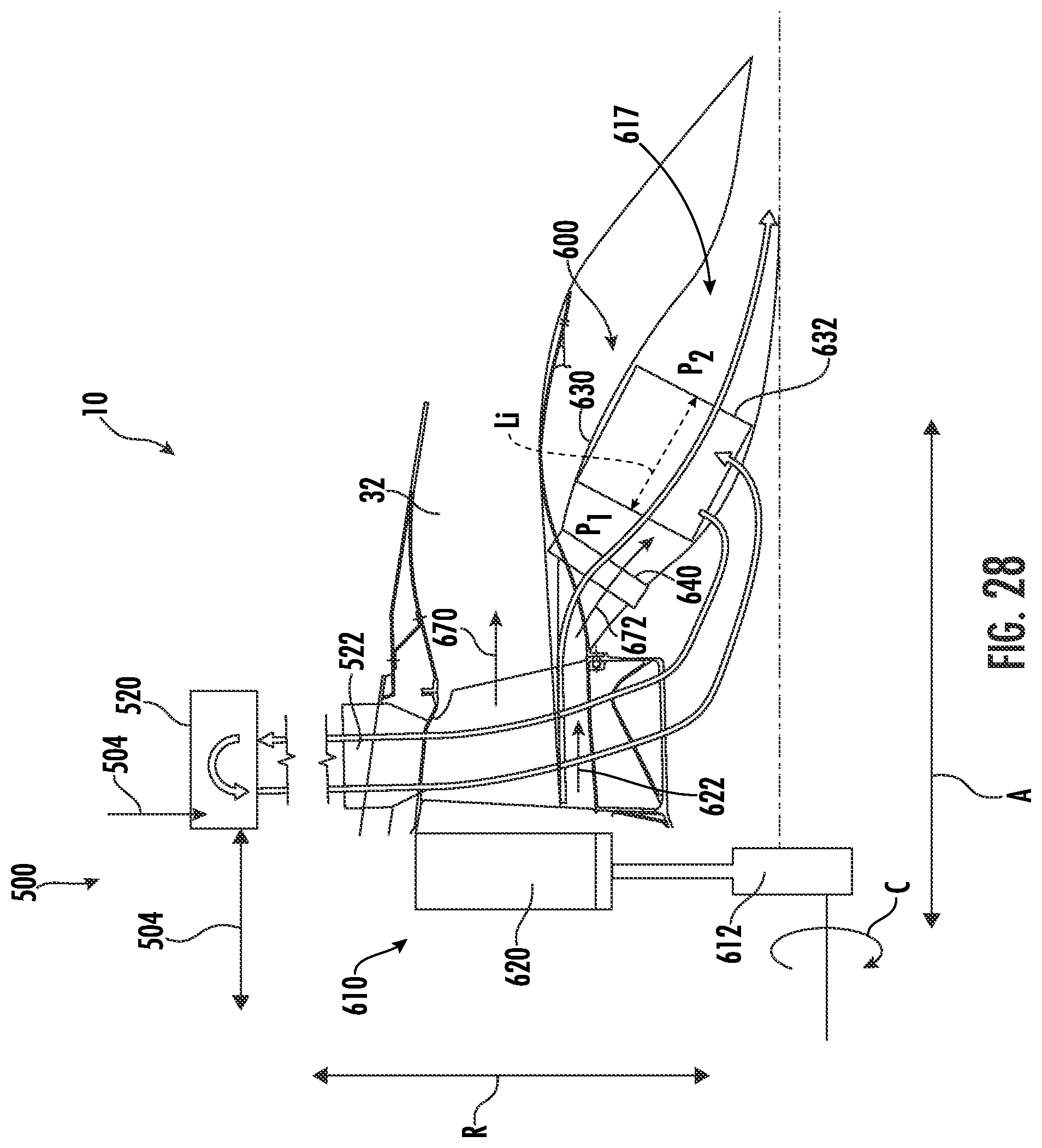 Patent US12313022 Figure 18 – Gas turbine engine having a heat exchanger located in an annular duct