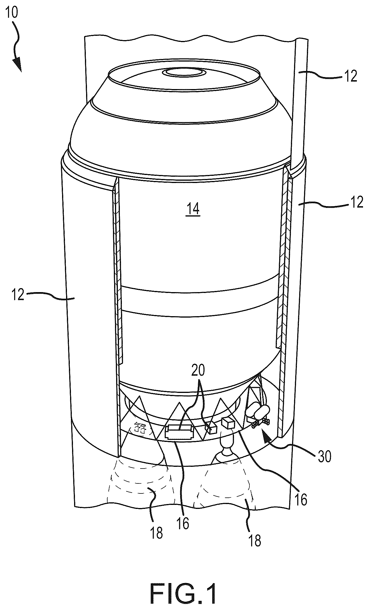 Patent US12313023 Figure 1 – Integrated vehicle fluids with hot gas line and cold gas line merging to increase enthalpy