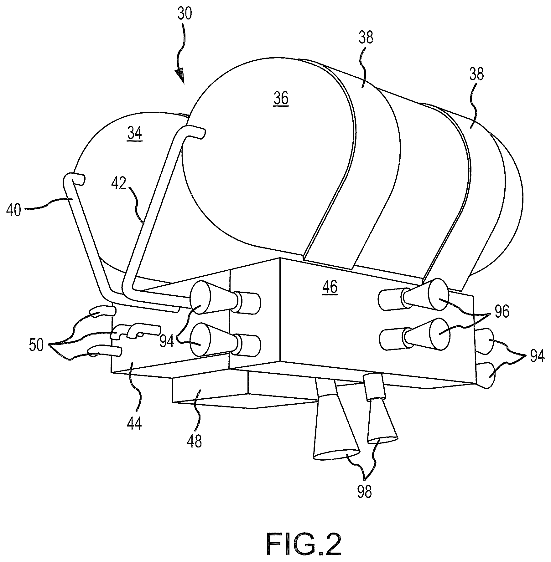 Patent US12313023 Figure 2 – Integrated vehicle fluids with hot gas line and cold gas line merging to increase enthalpy