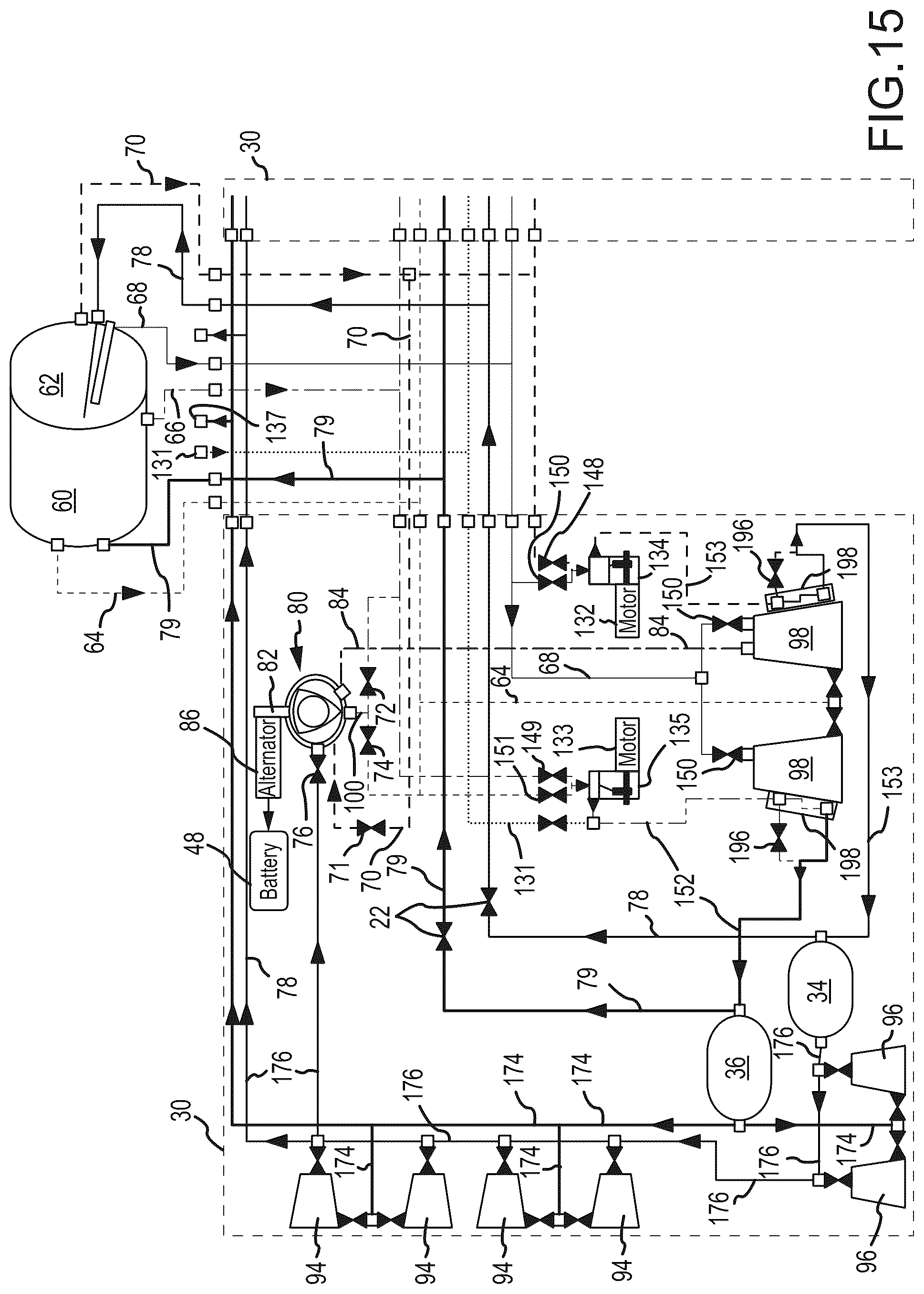 Patent US12313023 Figure 10 – Integrated vehicle fluids with hot gas line and cold gas line merging to increase enthalpy