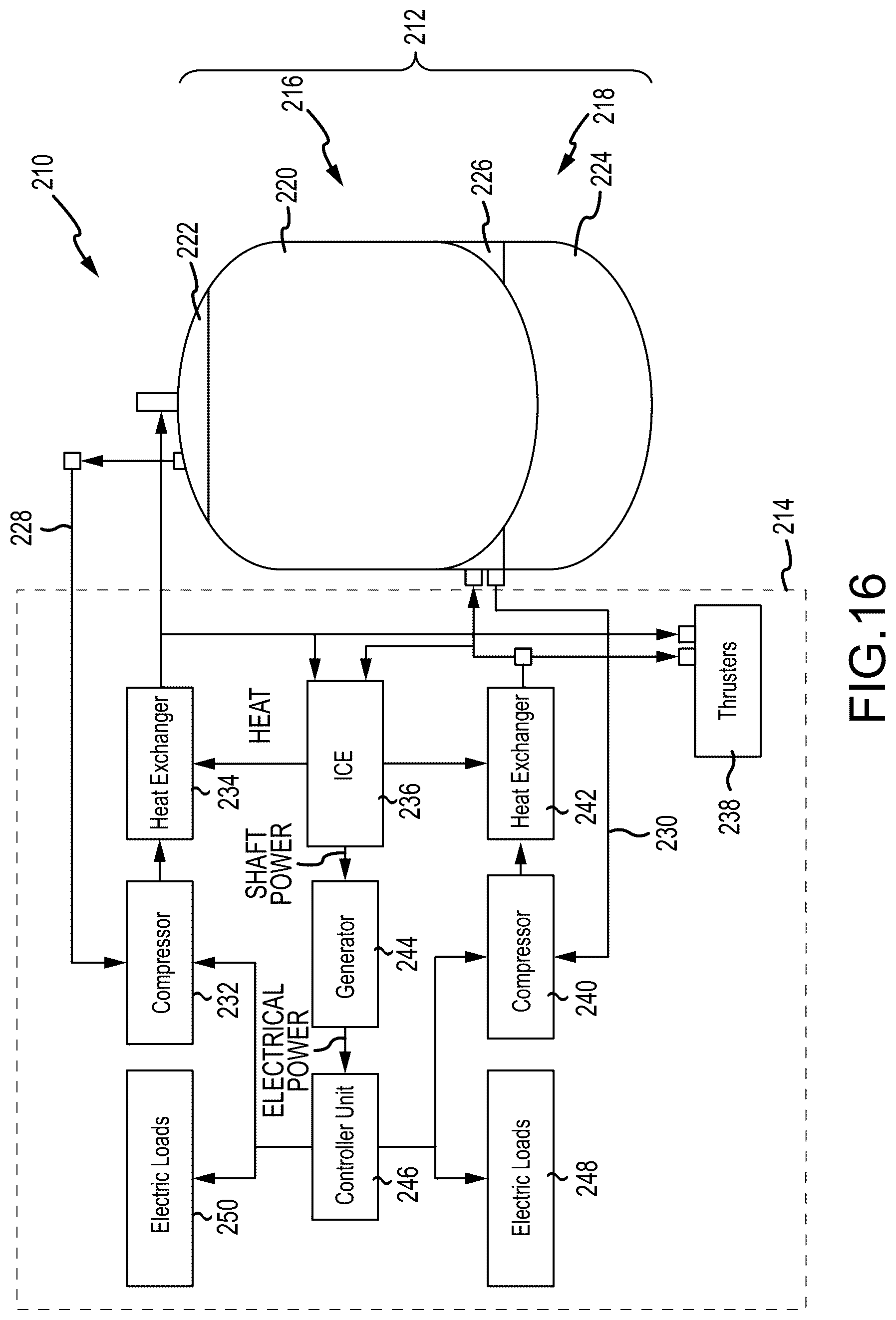 Patent US12313023 Figure 11 – Integrated vehicle fluids with hot gas line and cold gas line merging to increase enthalpy