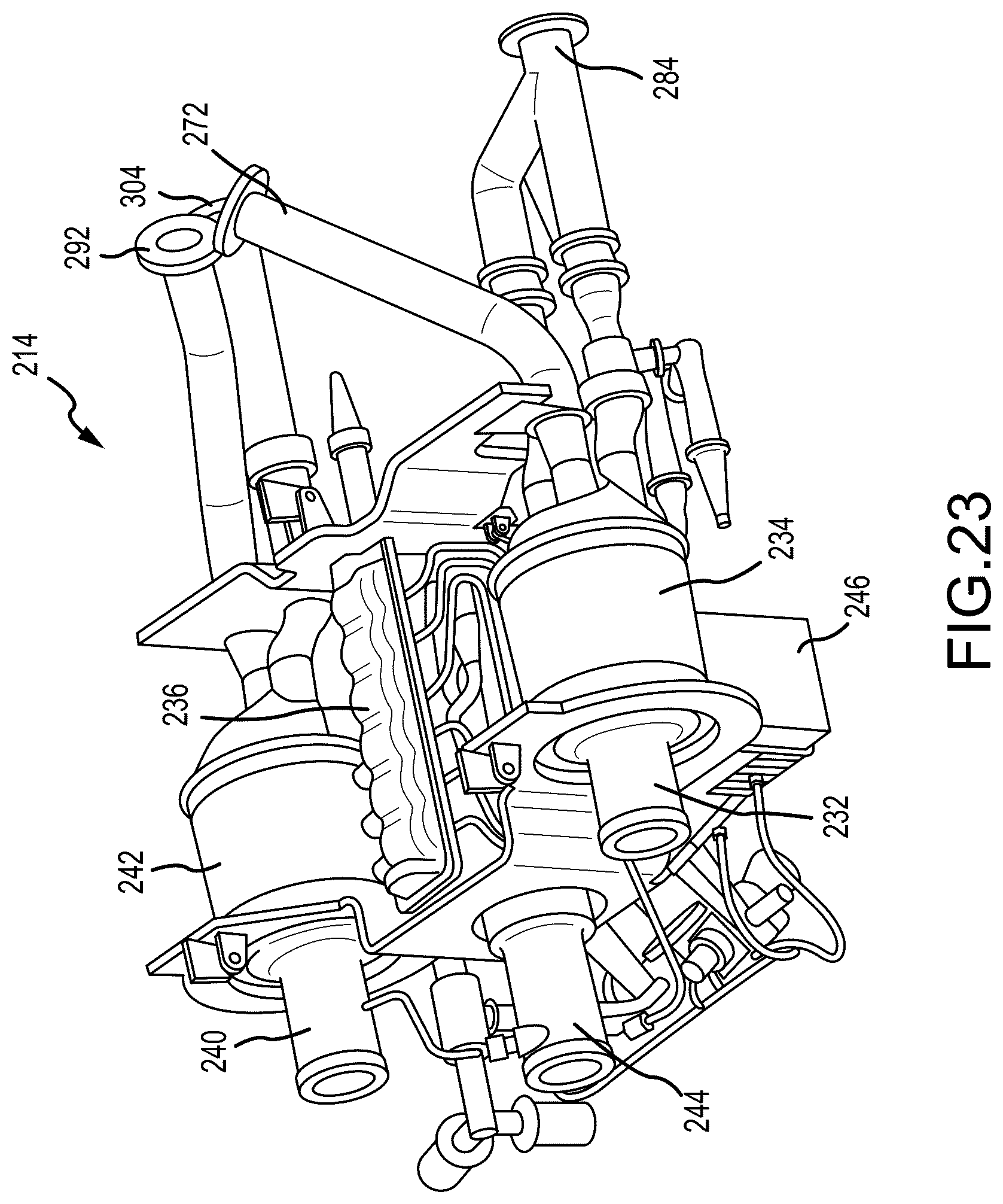 Patent US12313023 Figure 19 – Integrated vehicle fluids with hot gas line and cold gas line merging to increase enthalpy