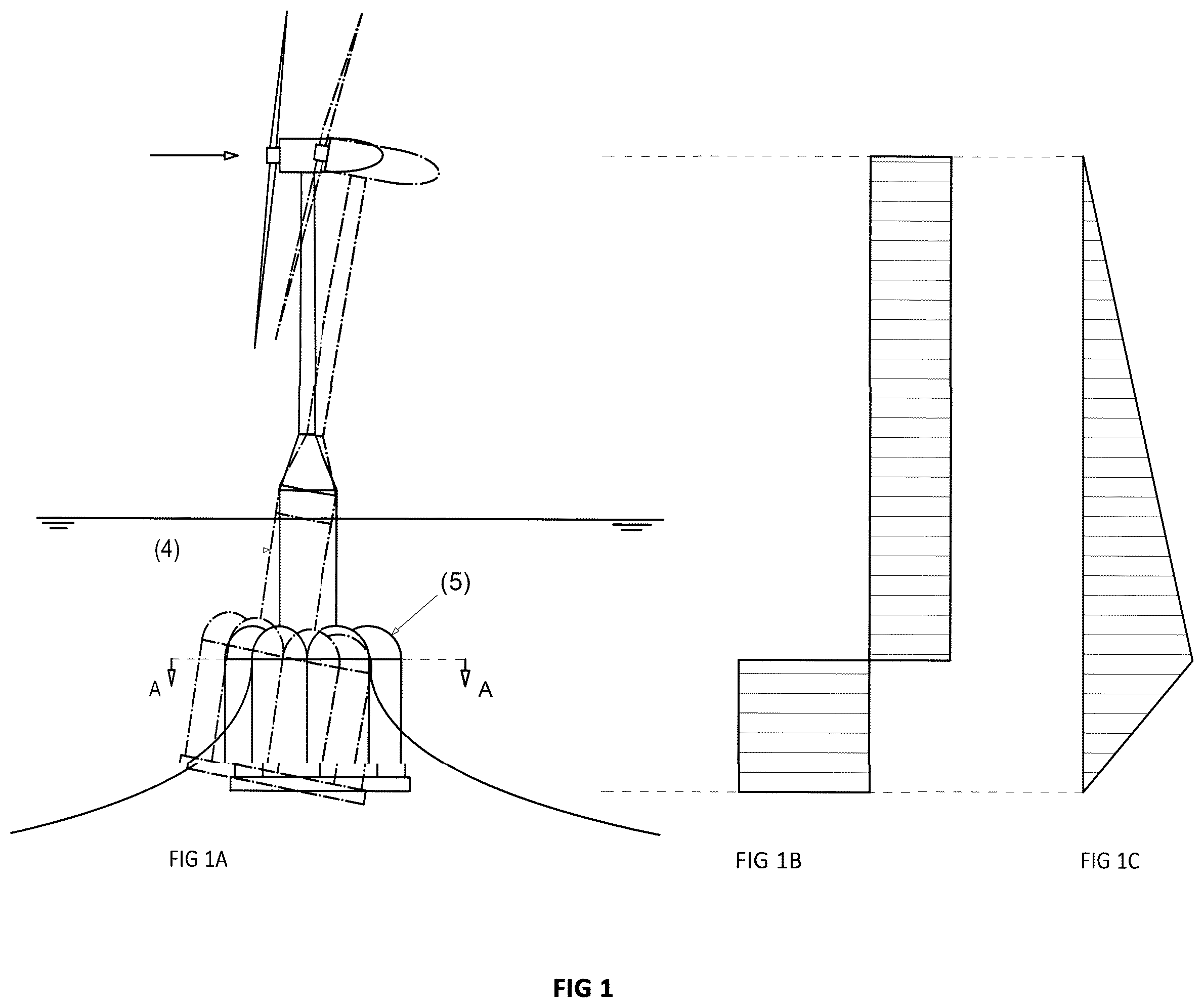 Patent US12313034 Figure 1 – Floating reinforced concrete platform applicable to the marine wind power sector industry