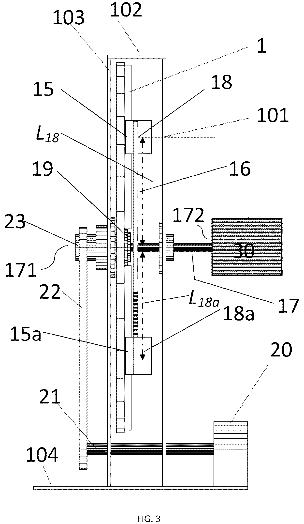 Patent US12313043 Figure 3 – Gravitational-to-kinetic energy converter