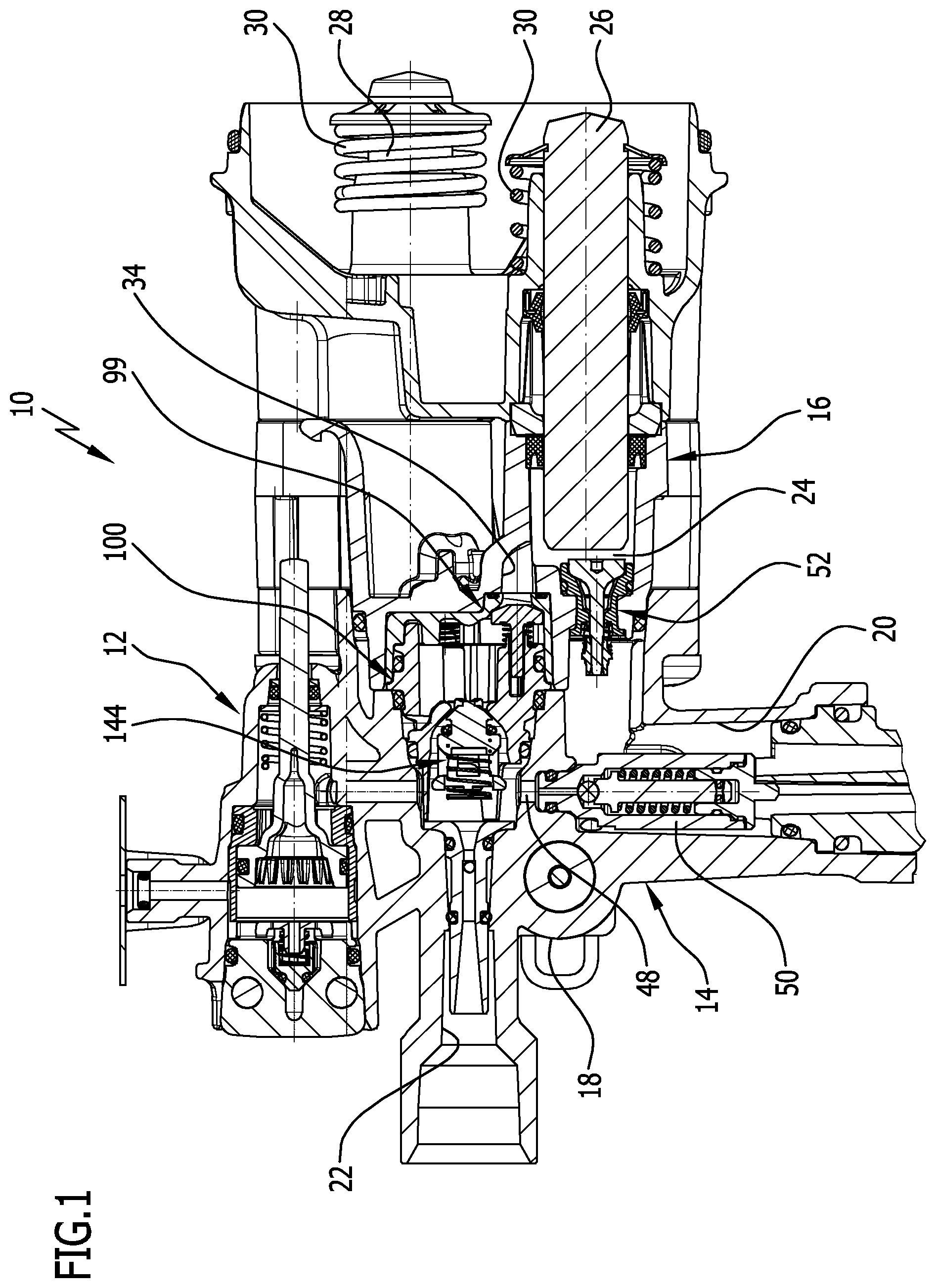 Patent US12313047 Figure 1 – Piston pump for a high pressure cleaning device