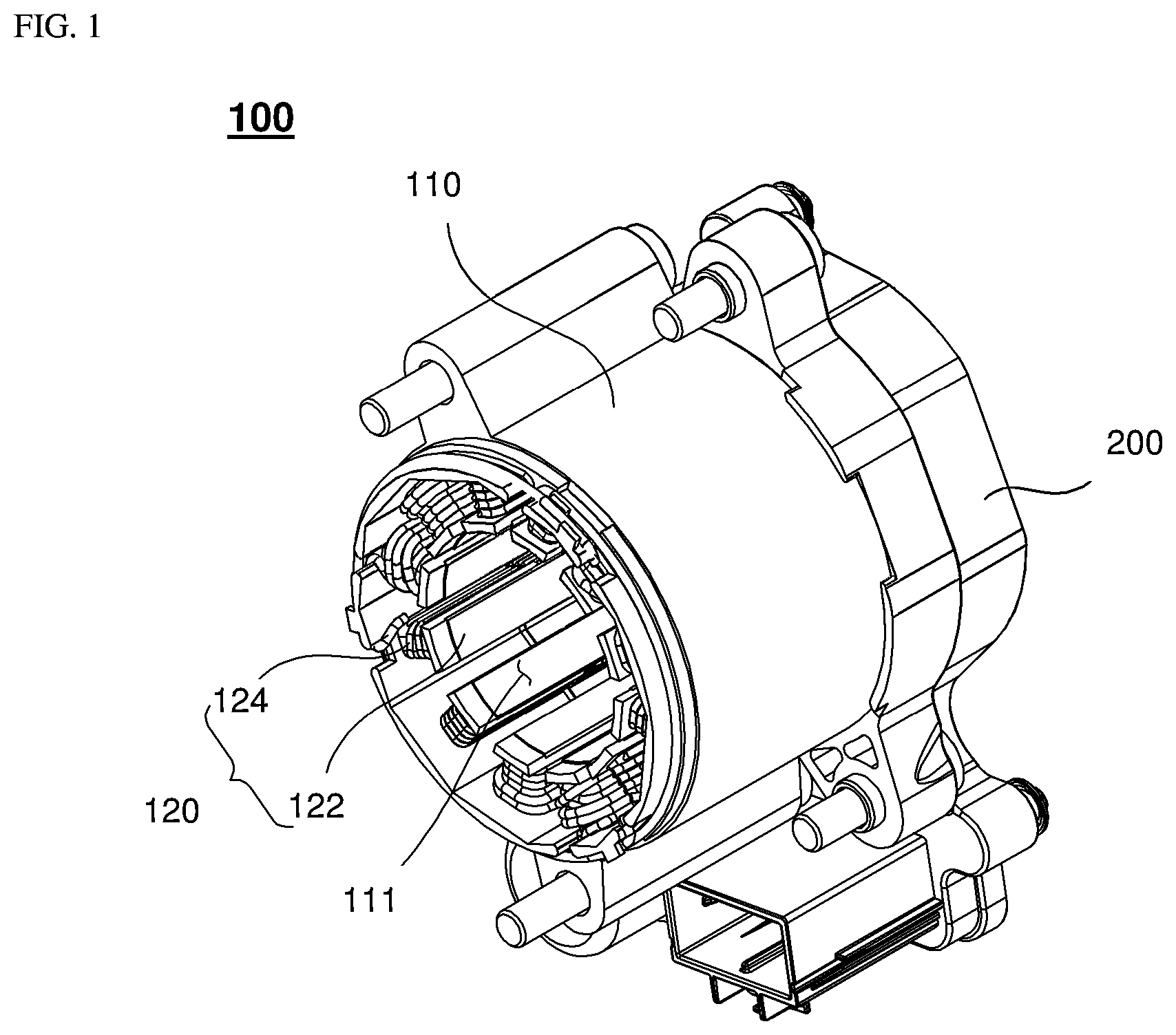 Patent US12313049 Figure 1 – Motor and position sensing arrangement