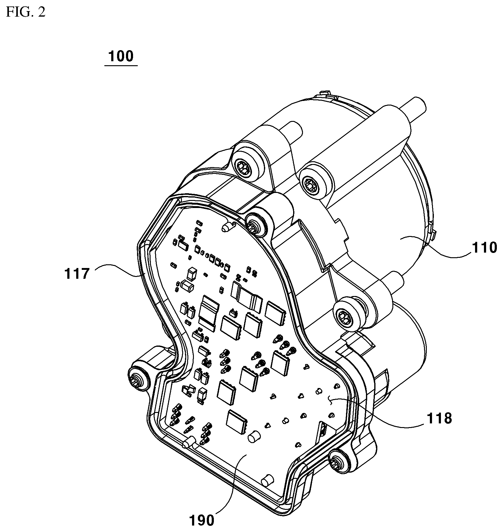 Patent US12313049 Figure 2 – Motor and position sensing arrangement