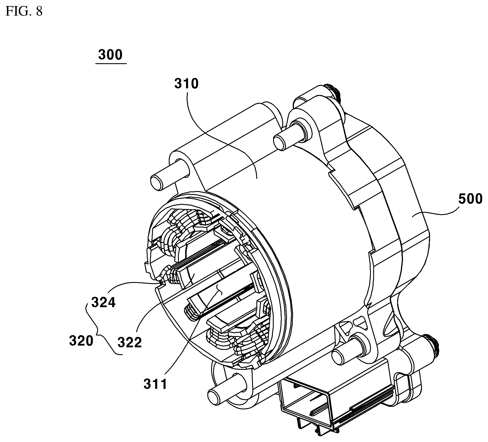 Patent US12313049 Figure 7 – Motor and position sensing arrangement