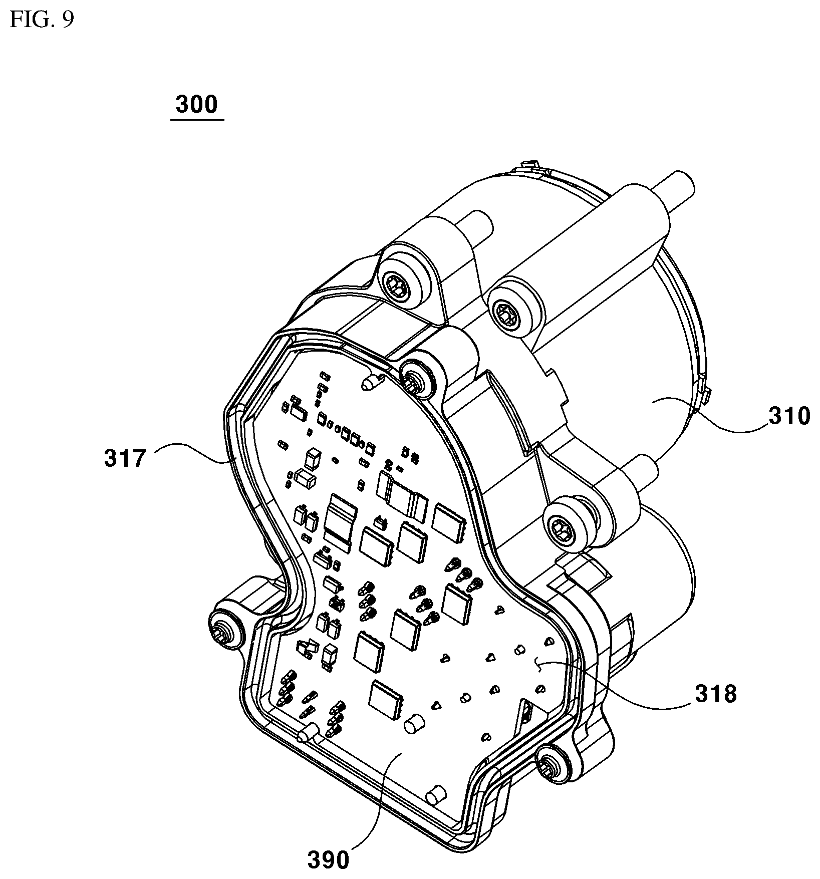 Patent US12313049 Figure 8 – Motor and position sensing arrangement