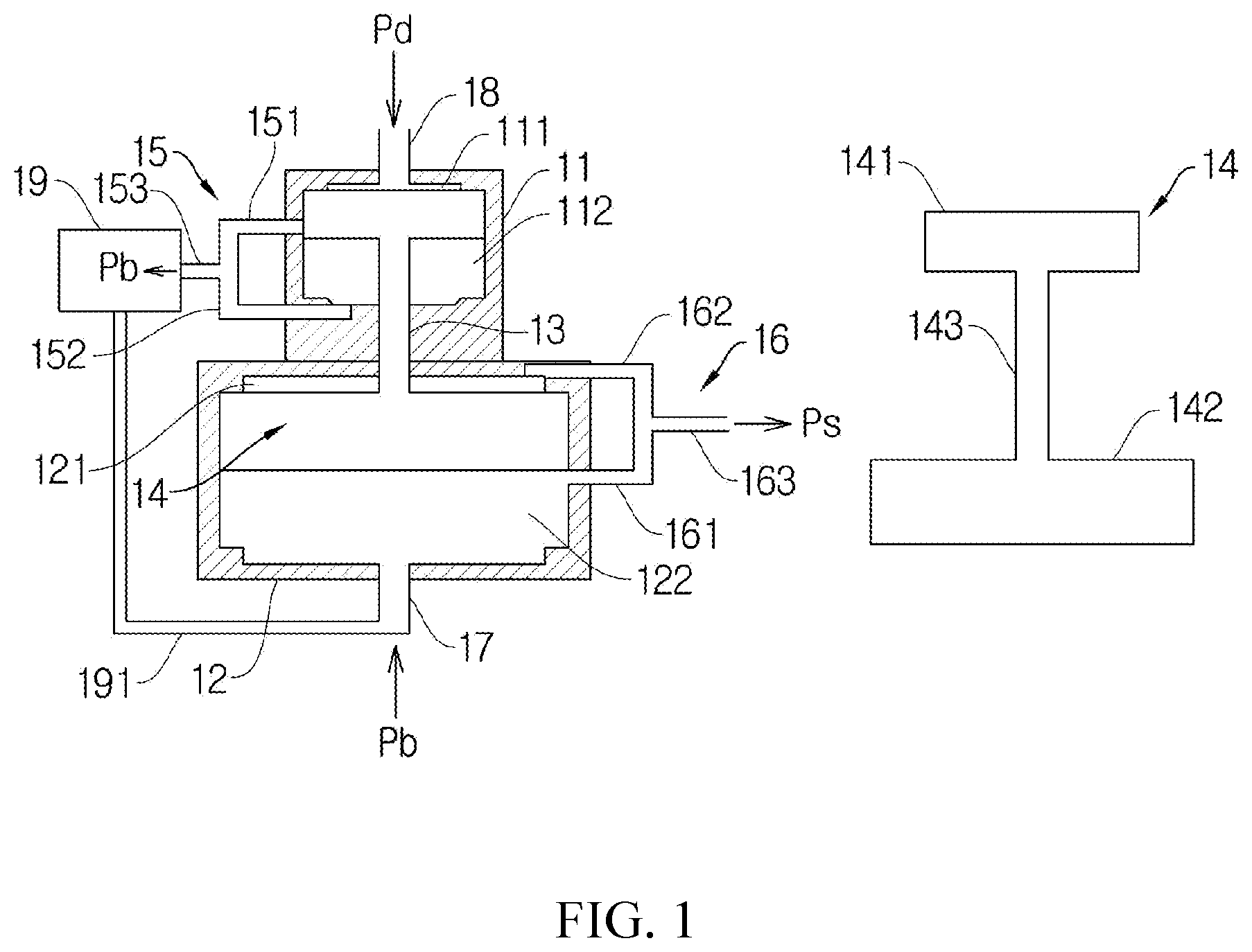 Patent US12313065 Figure 1 – Back pressure regulating valve and an electric type of a scroll compressor with the same