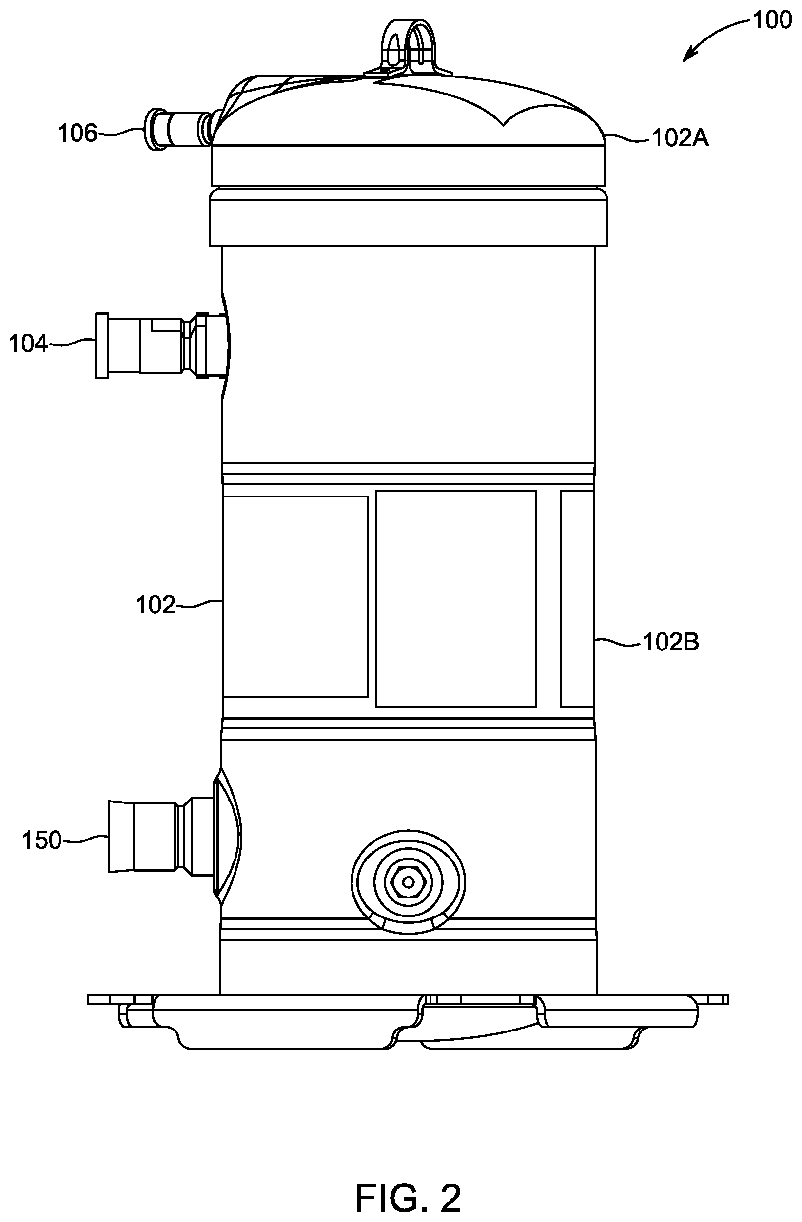 Patent US12313066 Figure 2 – Methods and systems for lubricating a transport climate control system having an auxiliary sump