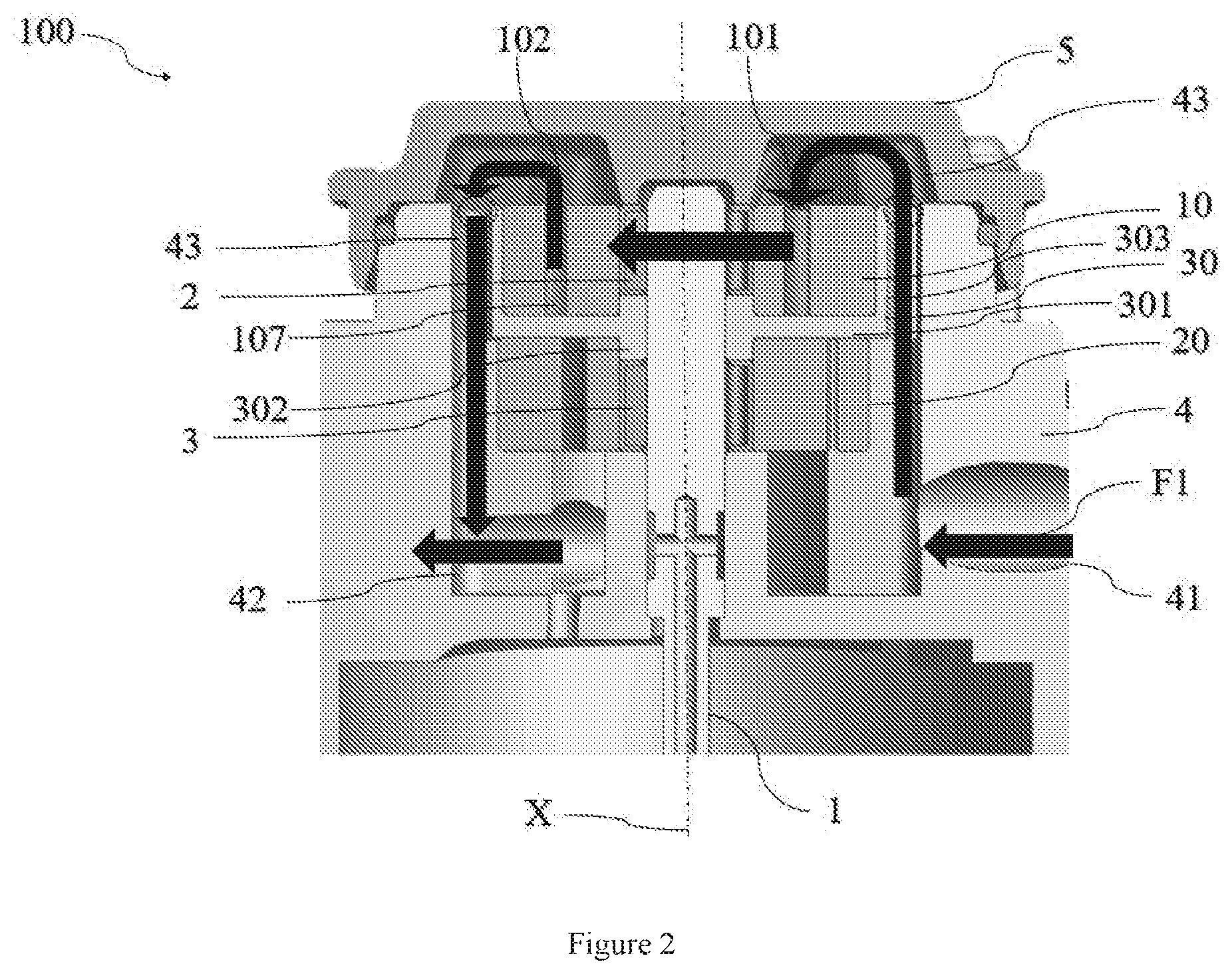 Patent US12313067 Figure 2 – Dual gerotor apparatus, a powertrain assembley and an electrified vehicle