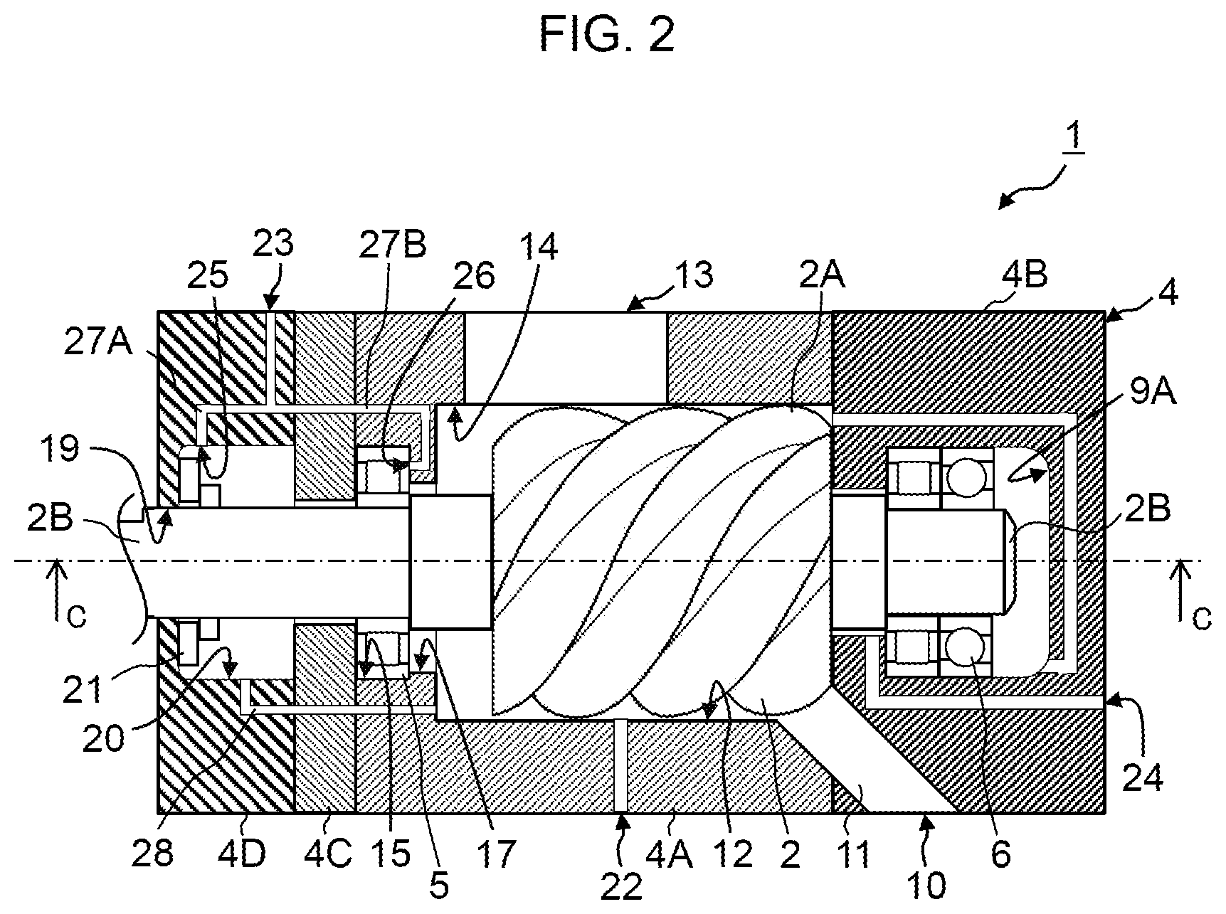 Patent US12313069 Figure 2 – Screw compressor