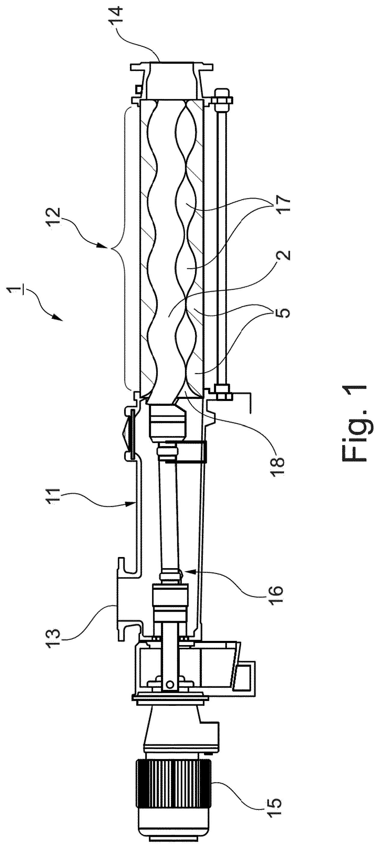 Patent US12313070 Figure 1 – Eccentric screw pump having a stator linking which is simpler to produce