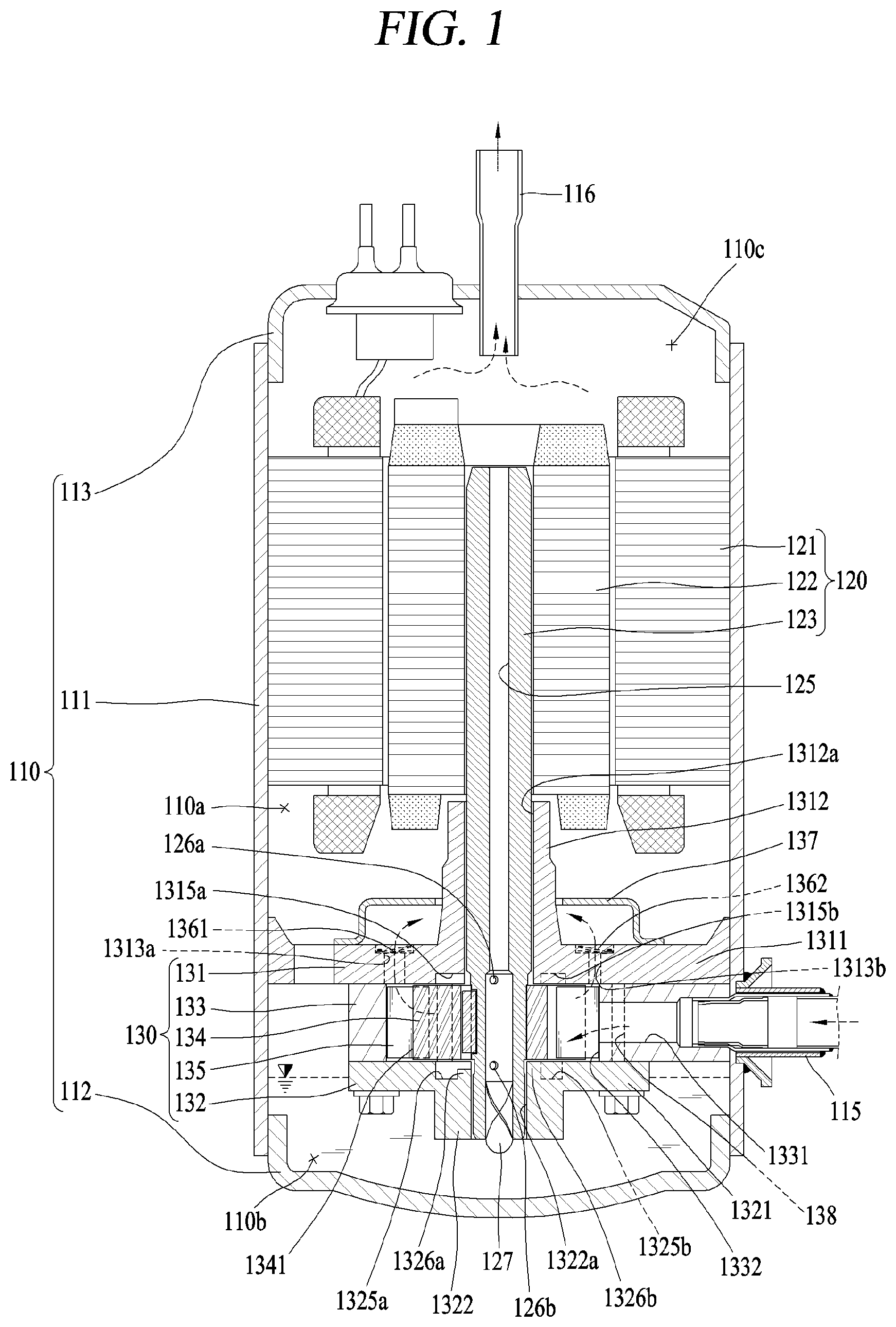 Patent US12313073 Figure 1 – Rotary compressor