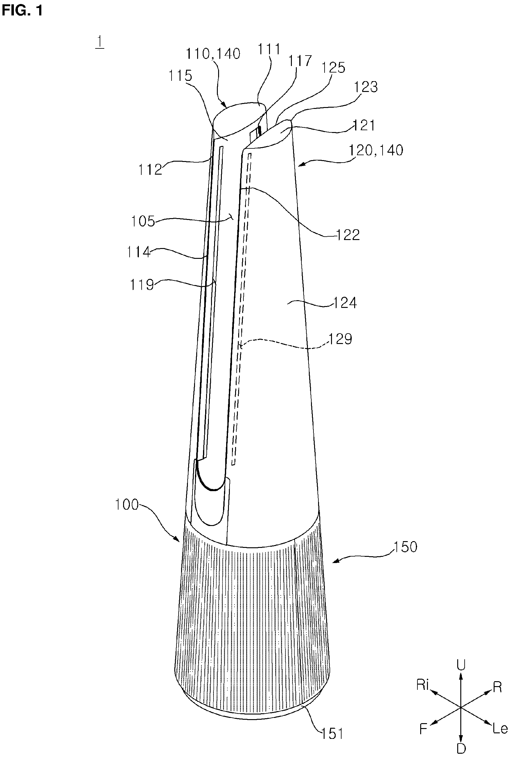 Patent US12313077 Figure 1 – Blower having a movable air flow converter