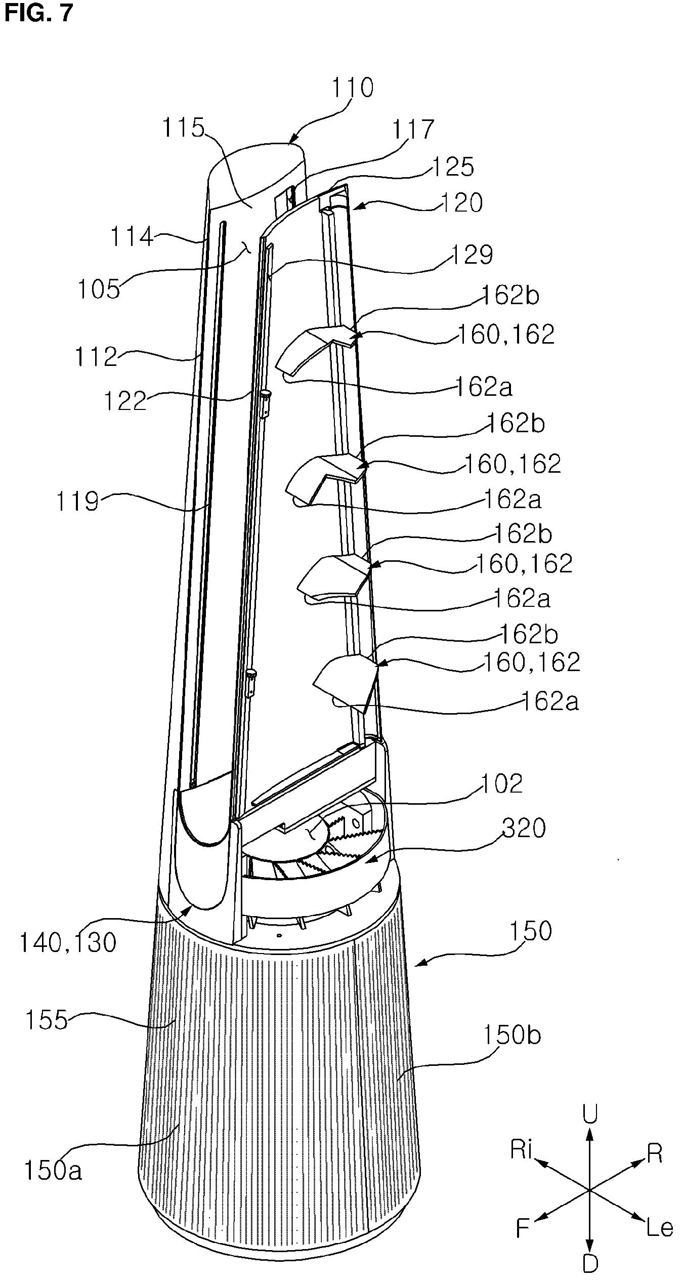 Patent US12313077 Figure 8 – Blower having a movable air flow converter