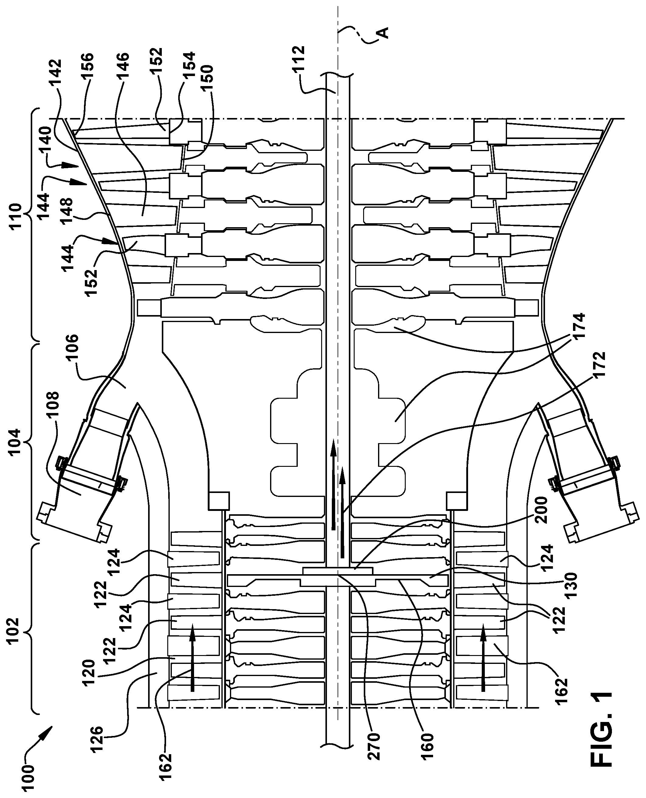 Patent US12313078 Figure 1 – Extraction impeller for axial compressor