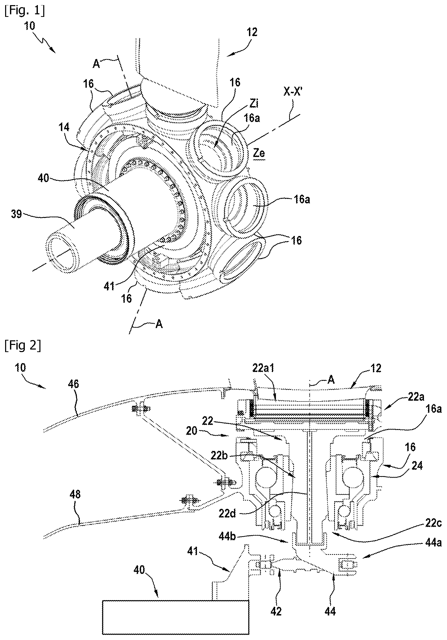 Patent US12313081 Figure 1 – Module for mounting a turbomachine fan blade