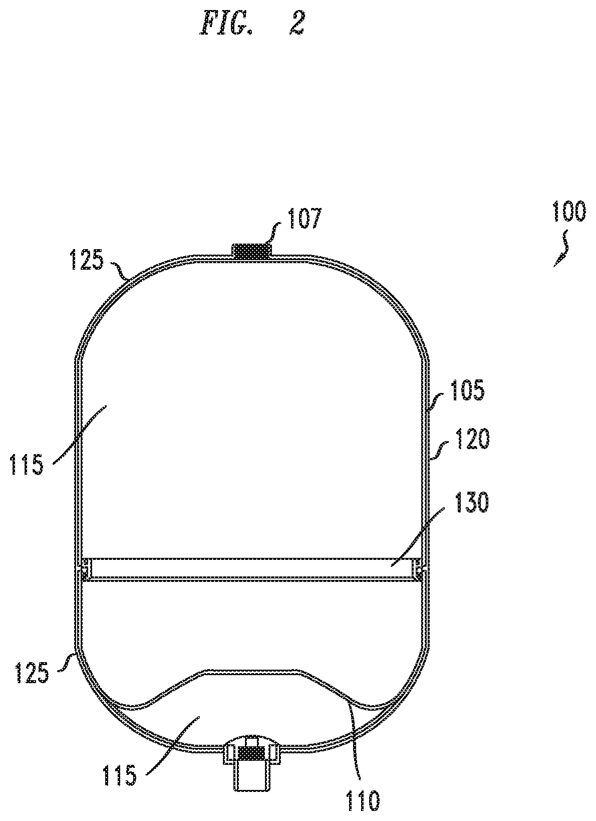 Patent US12313090 Figure 2 – Hydro-pneumatic pressure vessel and diaphragm assembly method