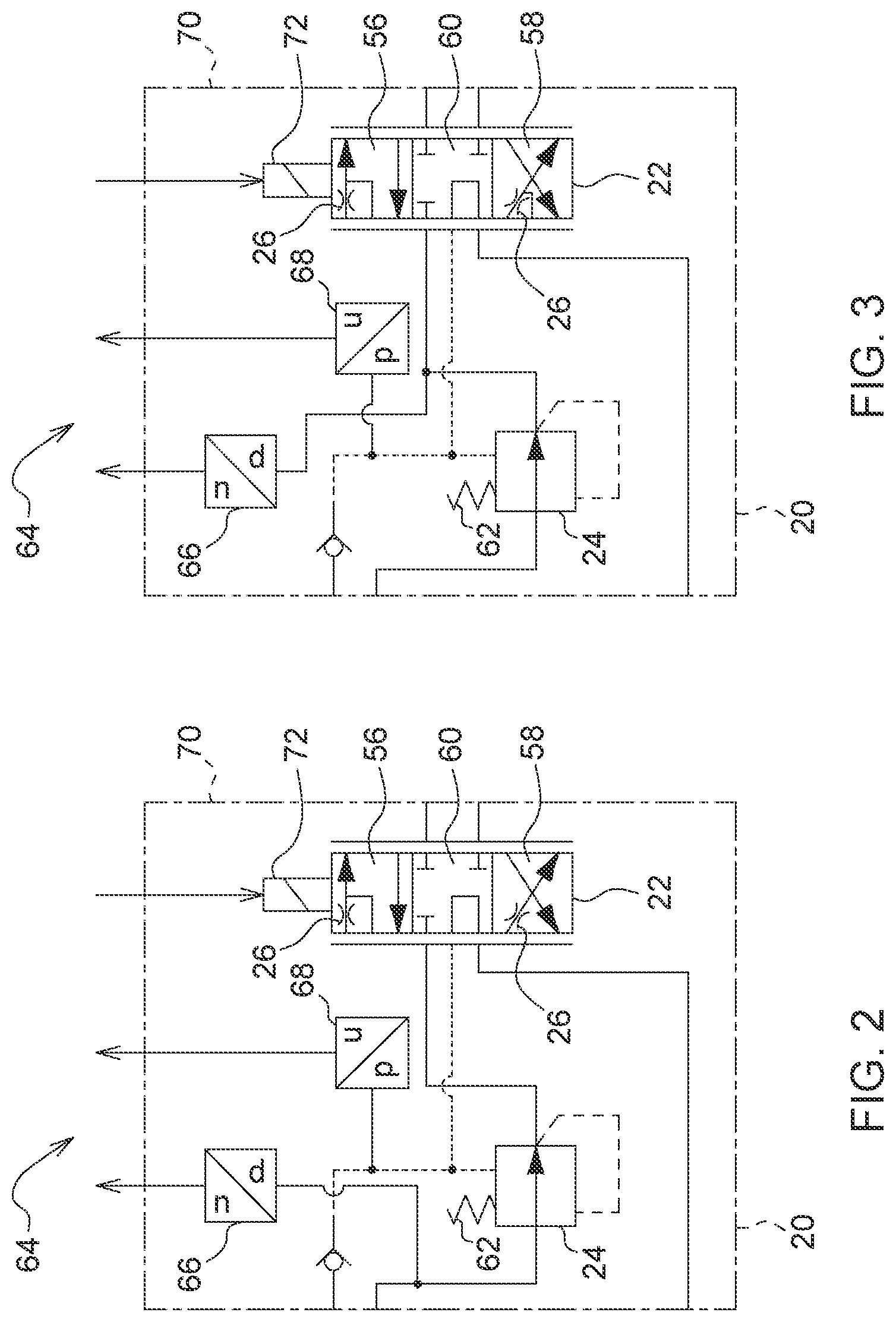 Patent US12313091 Figure 2 – Arrangement for operating a hydraulic consumer