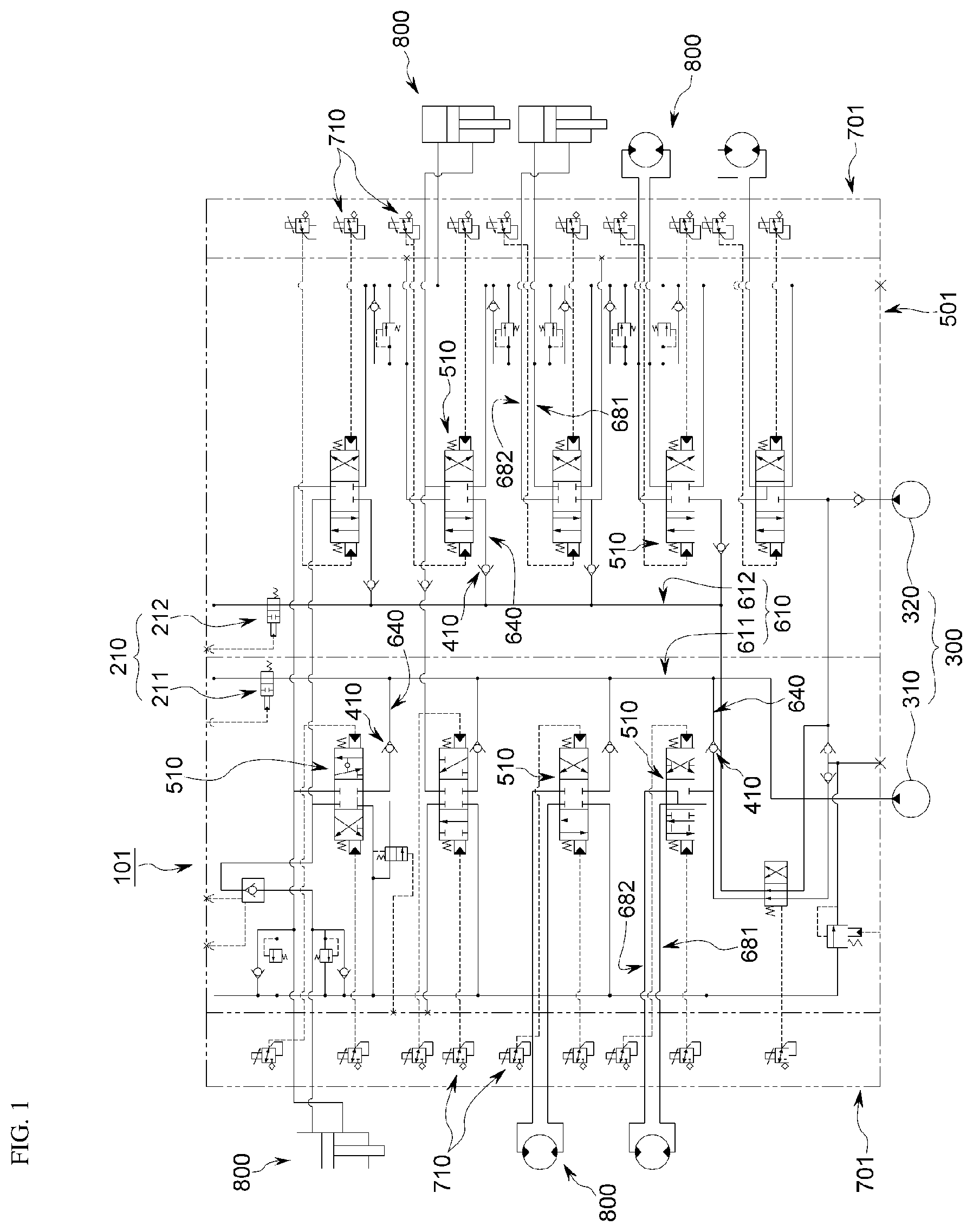 Patent US12313093 Figure 1 – Hydraulic system