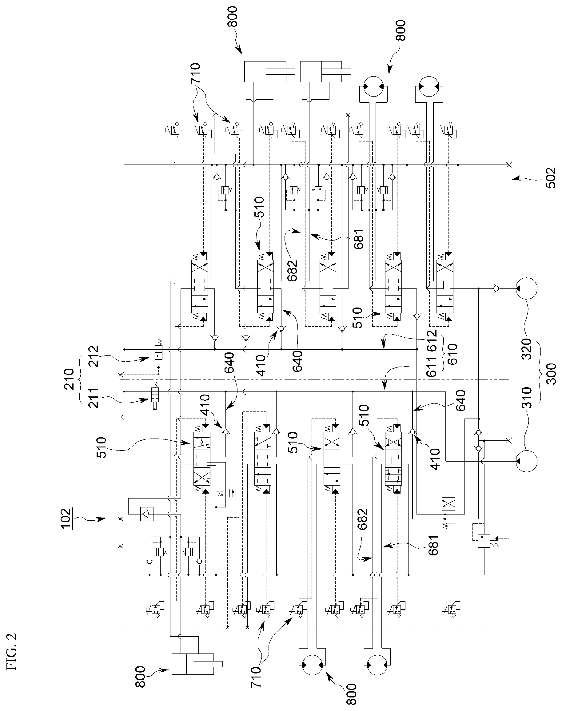 Patent US12313093 Figure 2 – Hydraulic system