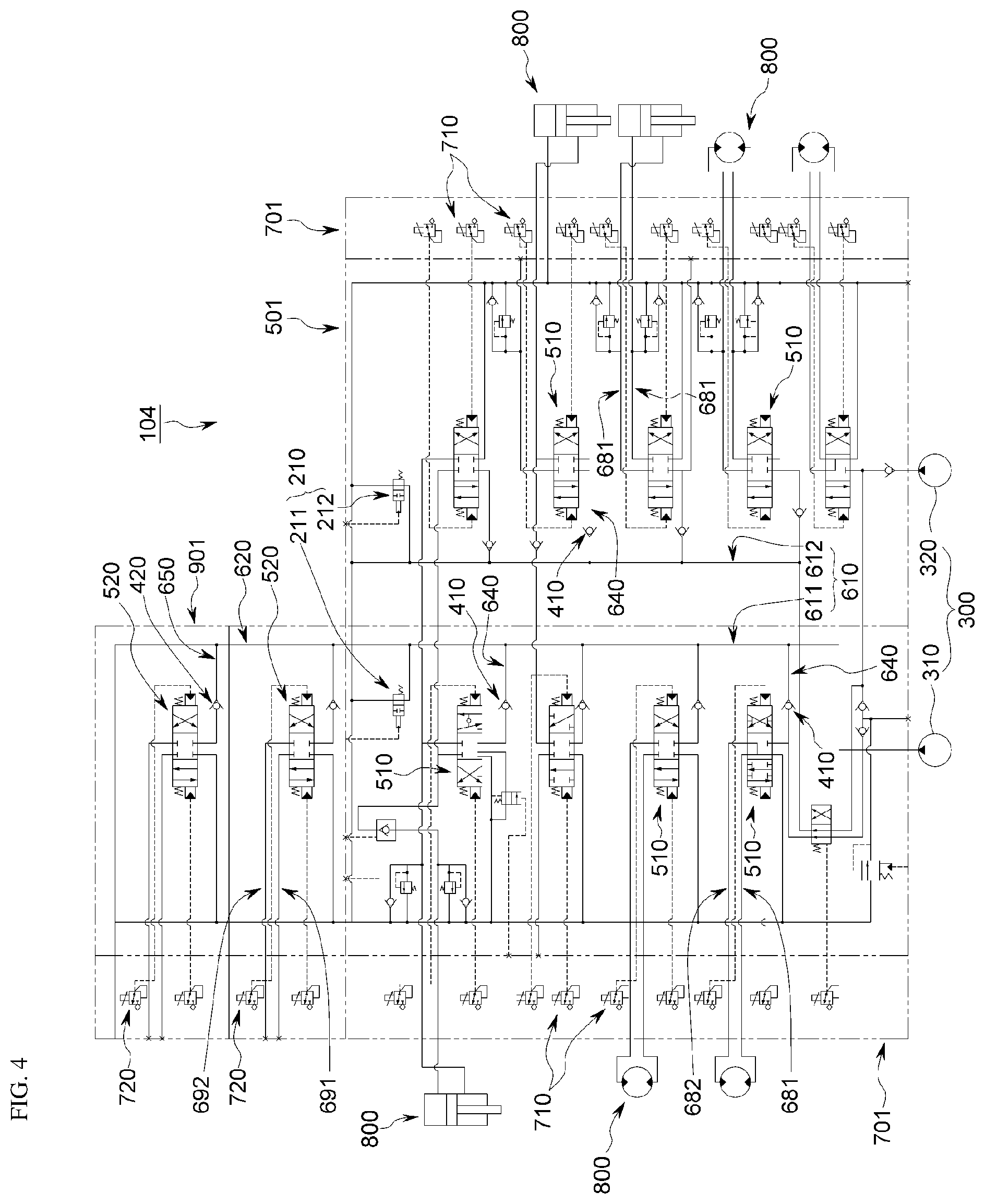 Patent US12313093 Figure 4 – Hydraulic system