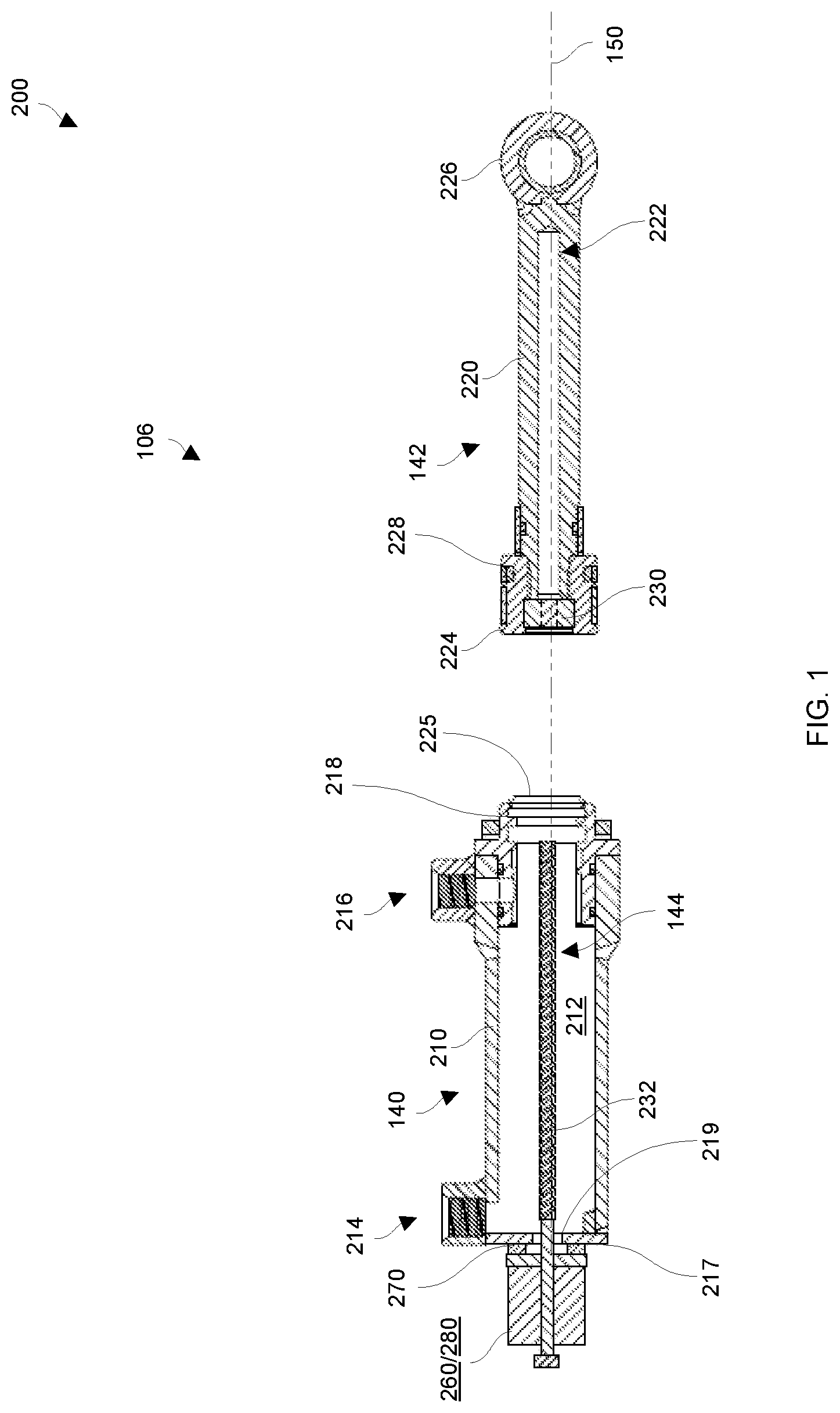 Patent US12313095 Figure 1 – Fluid power actuator utilizing a screw and nut assembly