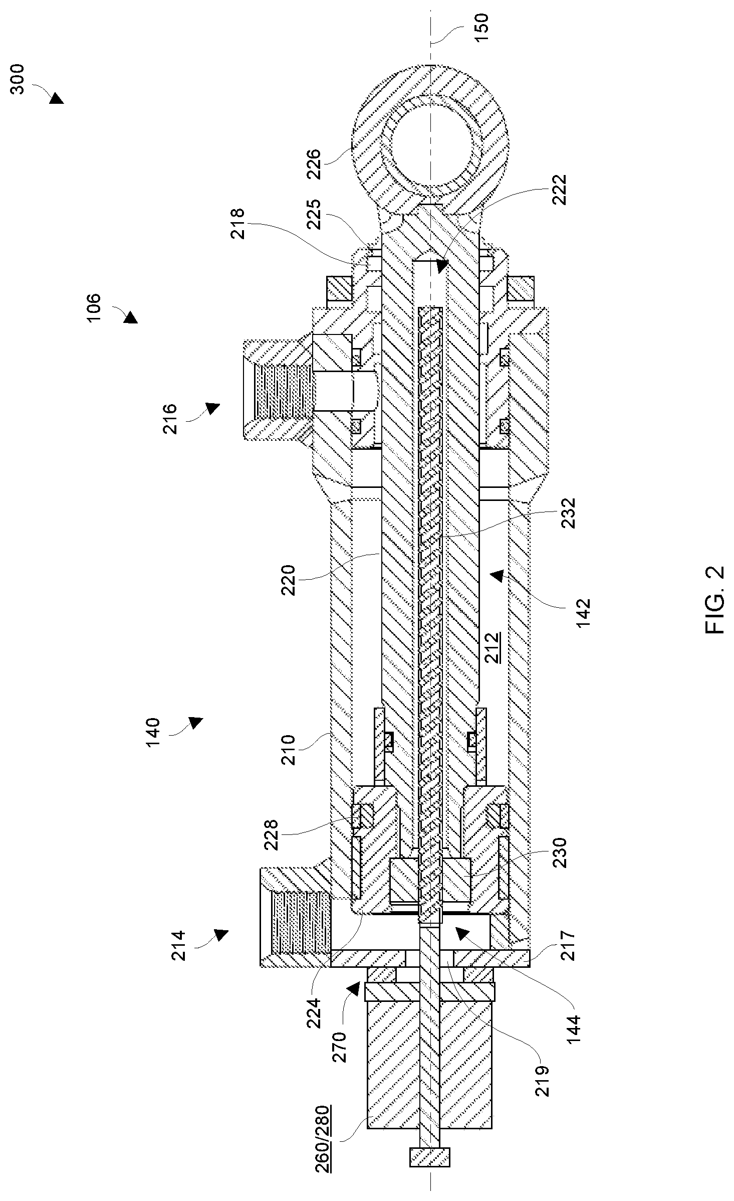 Patent US12313095 Figure 2 – Fluid power actuator utilizing a screw and nut assembly